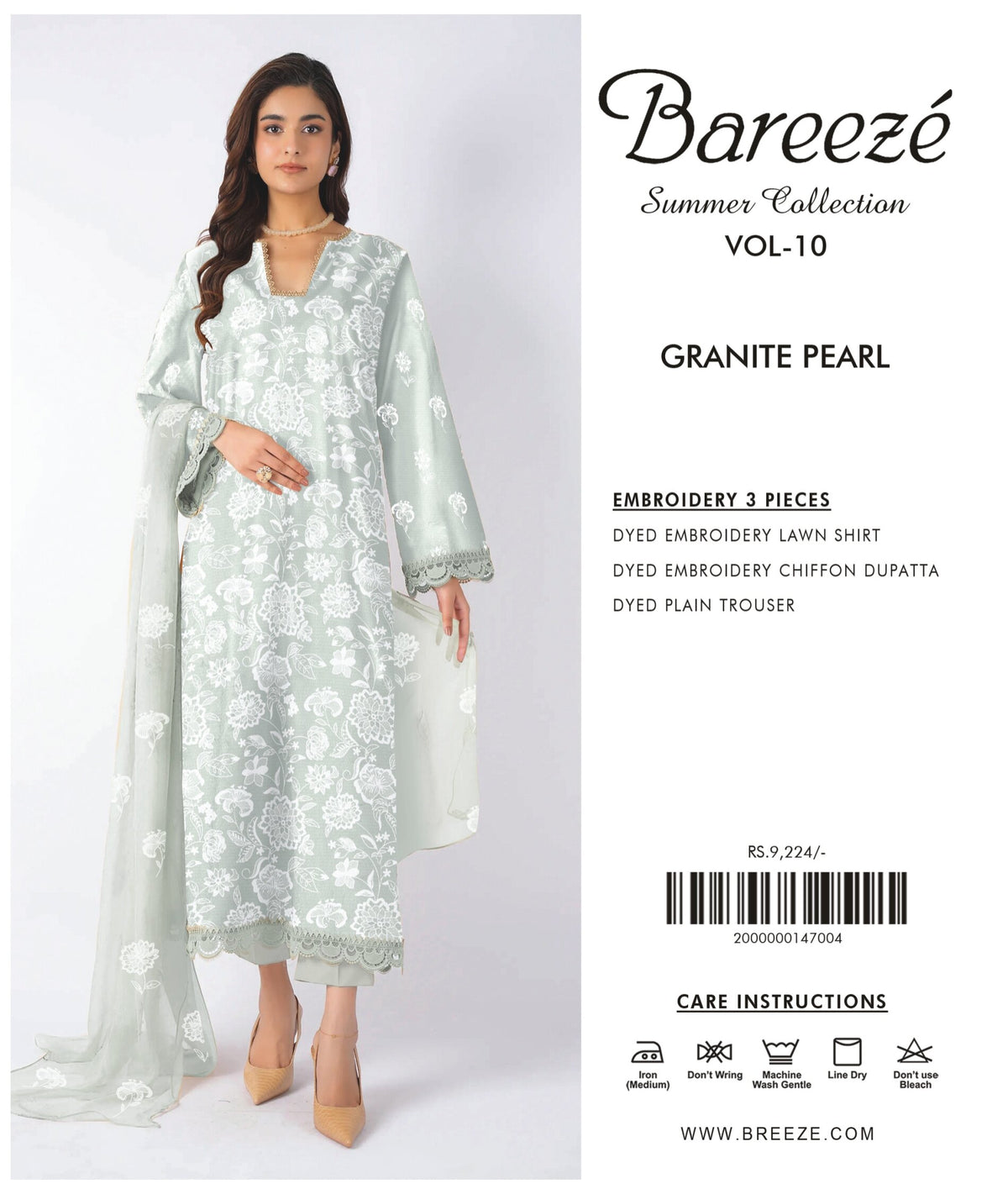 BAREEZE | 3-PIECE UNSTITCHED | EMBROIDERED LAWN SUIT