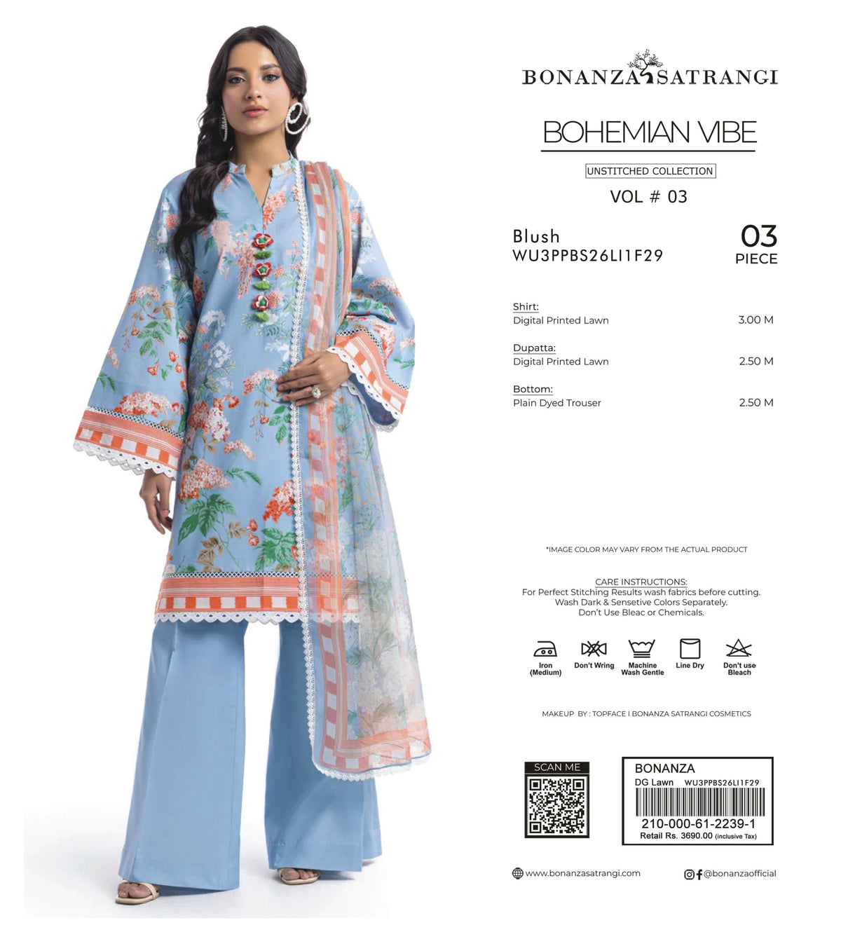 BONANZA SATRANGI | UNSTITCHED 3-PIECE LAWN SUIT V3