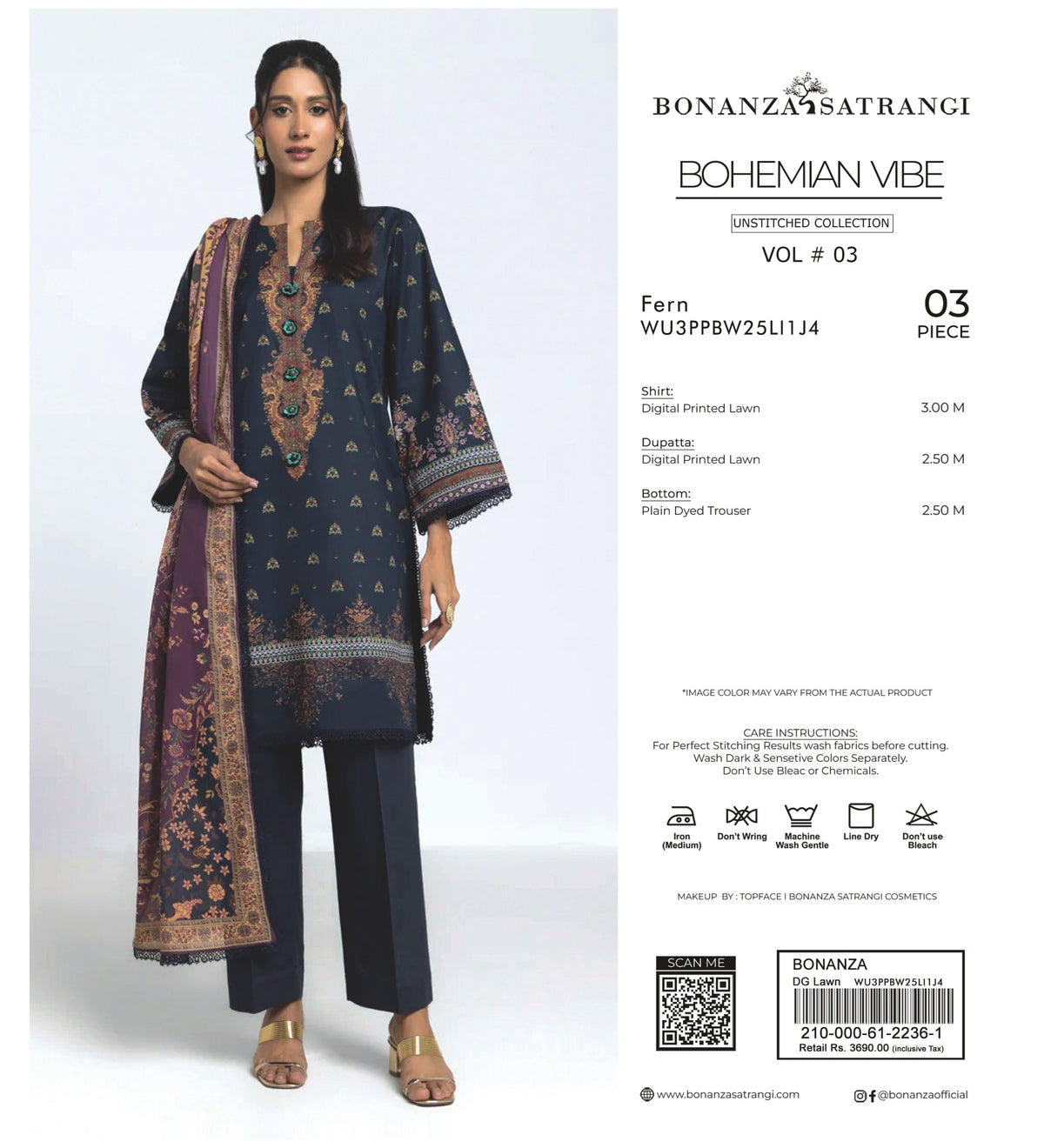 BONANZA SATRANGI | UNSTITCHED 3-PIECE LAWN SUIT V3