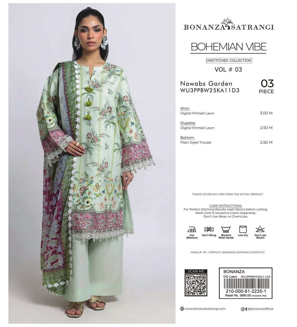 BONANZA SATRANGI | UNSTITCHED 3-PIECE LAWN SUIT V3