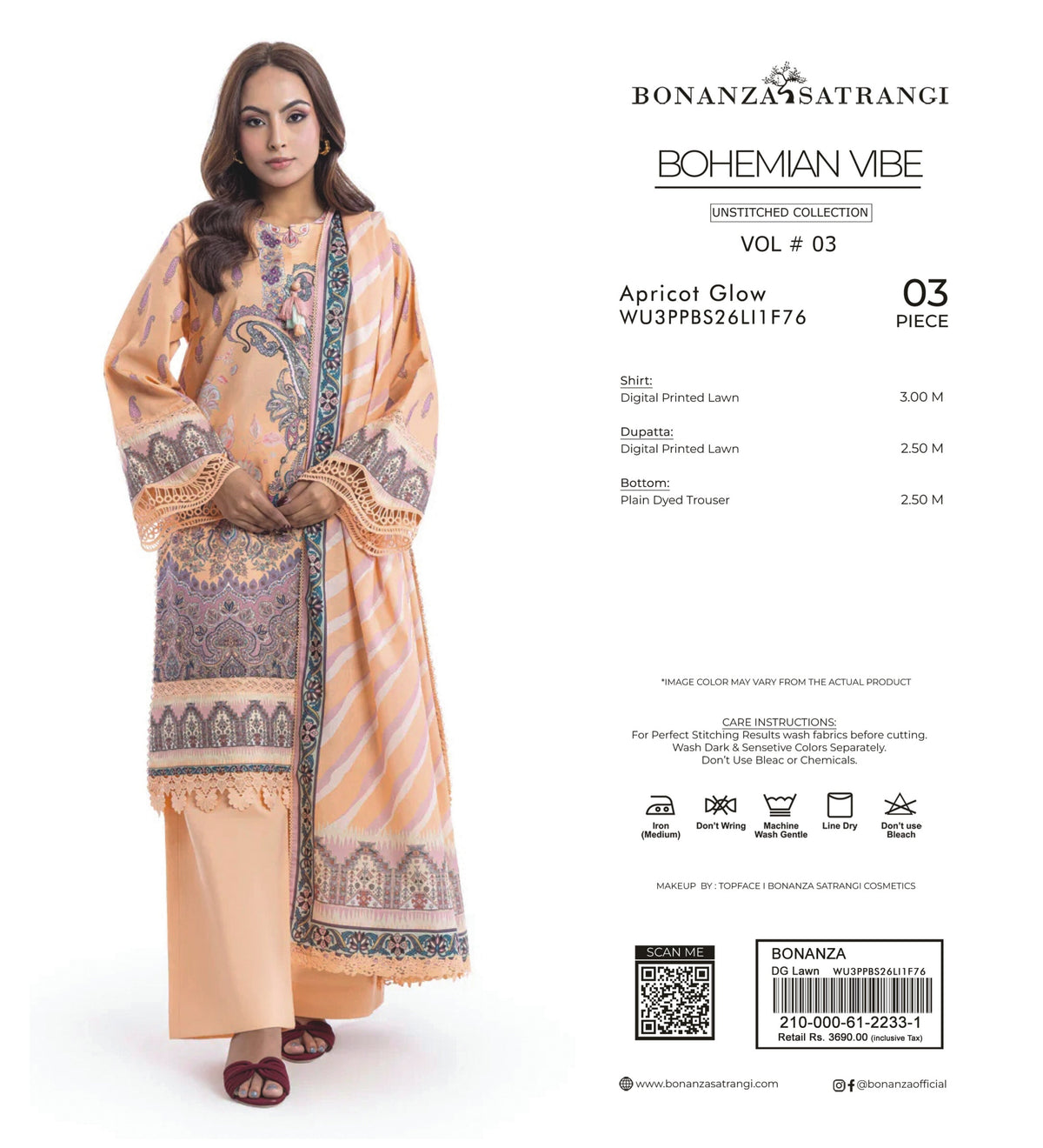 BONANZA SATRANGI | UNSTITCHED 3-PIECE LAWN SUIT V3