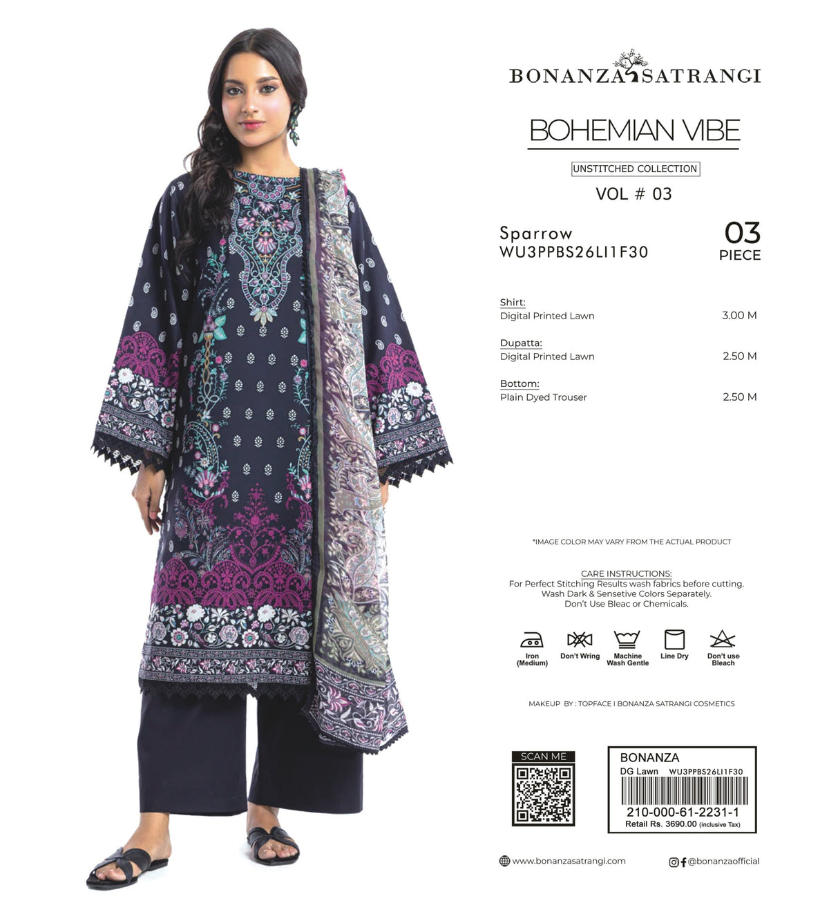BONANZA SATRANGI | UNSTITCHED 3-PIECE LAWN SUIT V3