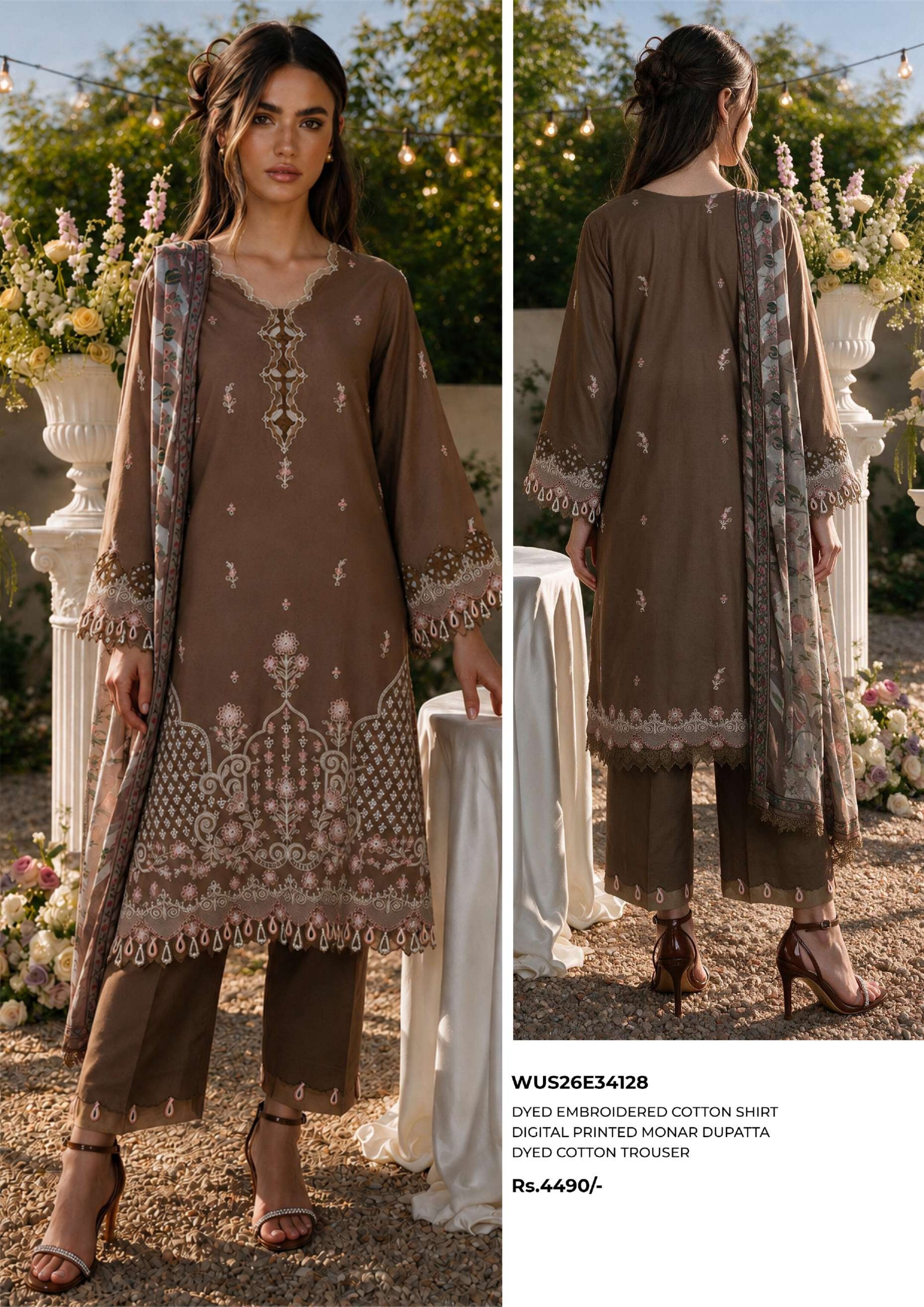 ZELLBURY | 3-PIECE UNSTITCHED | CHIKANKARI