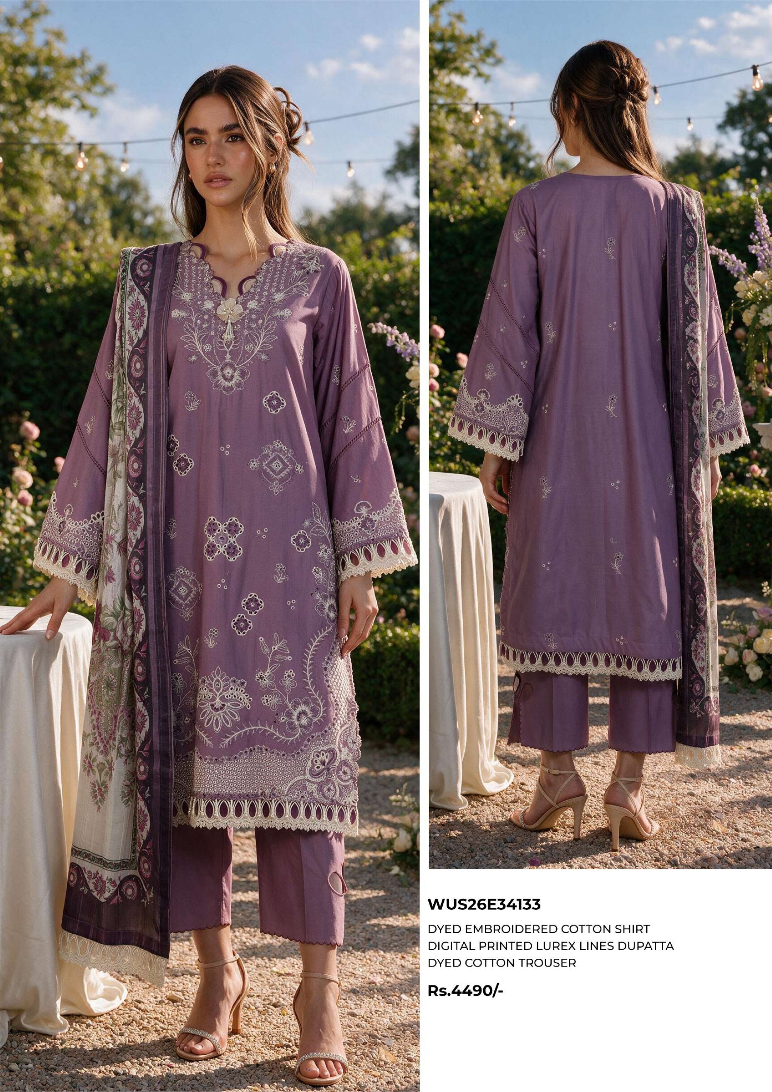 ZELLBURY | 3-PIECE UNSTITCHED | CHIKANKARI