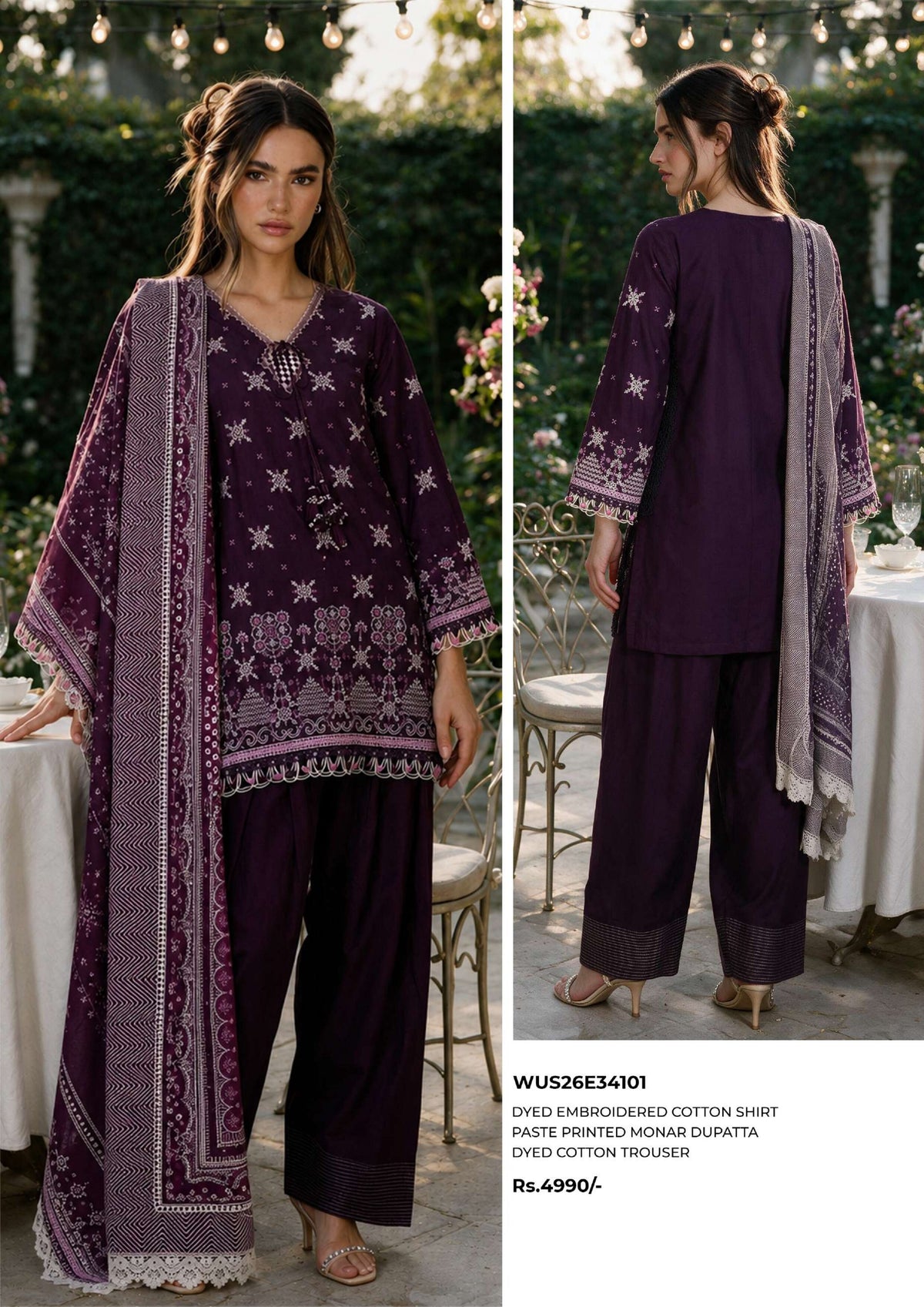 ZELLBURY | 3-PIECE UNSTITCHED | CHIKANKARI