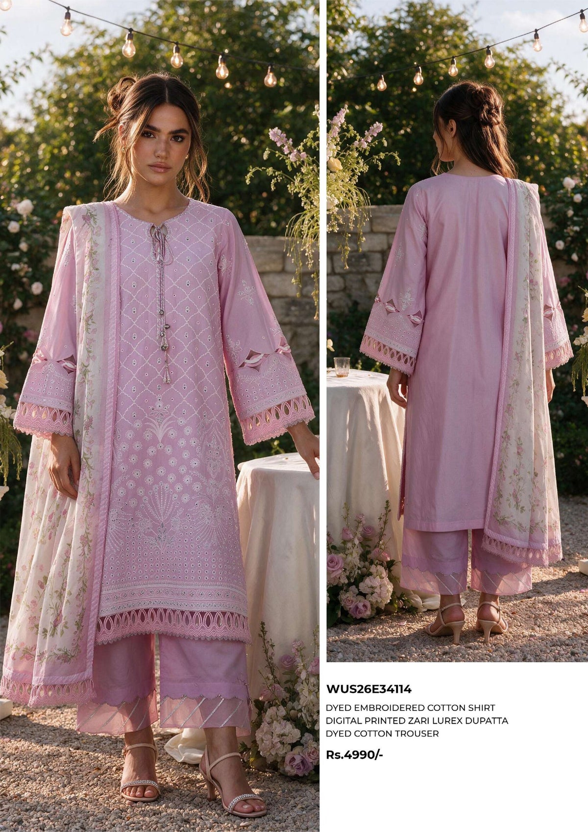 ZELLBURY | 3-PIECE UNSTITCHED | CHIKANKARI