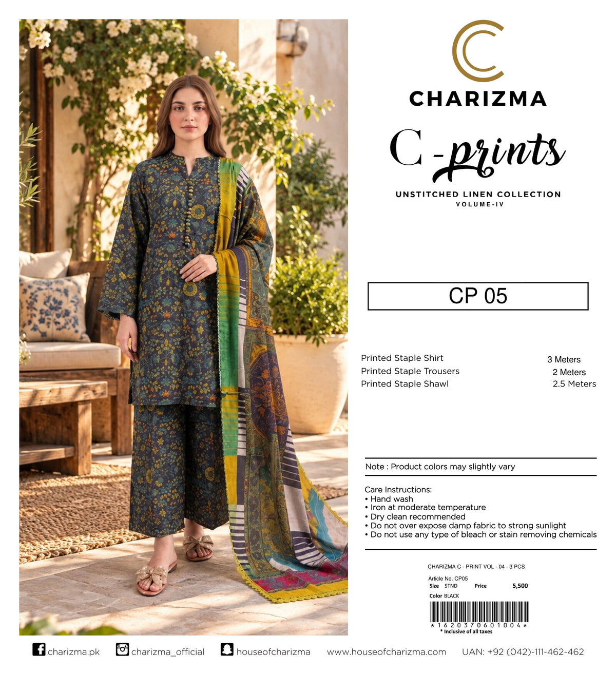 CHARIZMA | C-PRINTS UNSTITCHED 3-PIECE LINEN SUIT