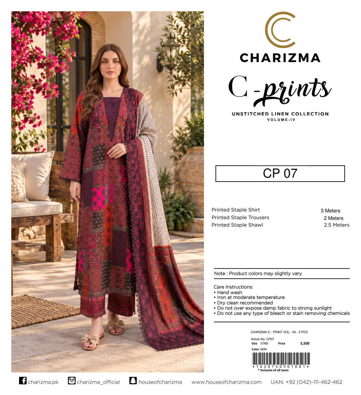 CHARIZMA | C-PRINTS UNSTITCHED 3-PIECE LINEN SUIT