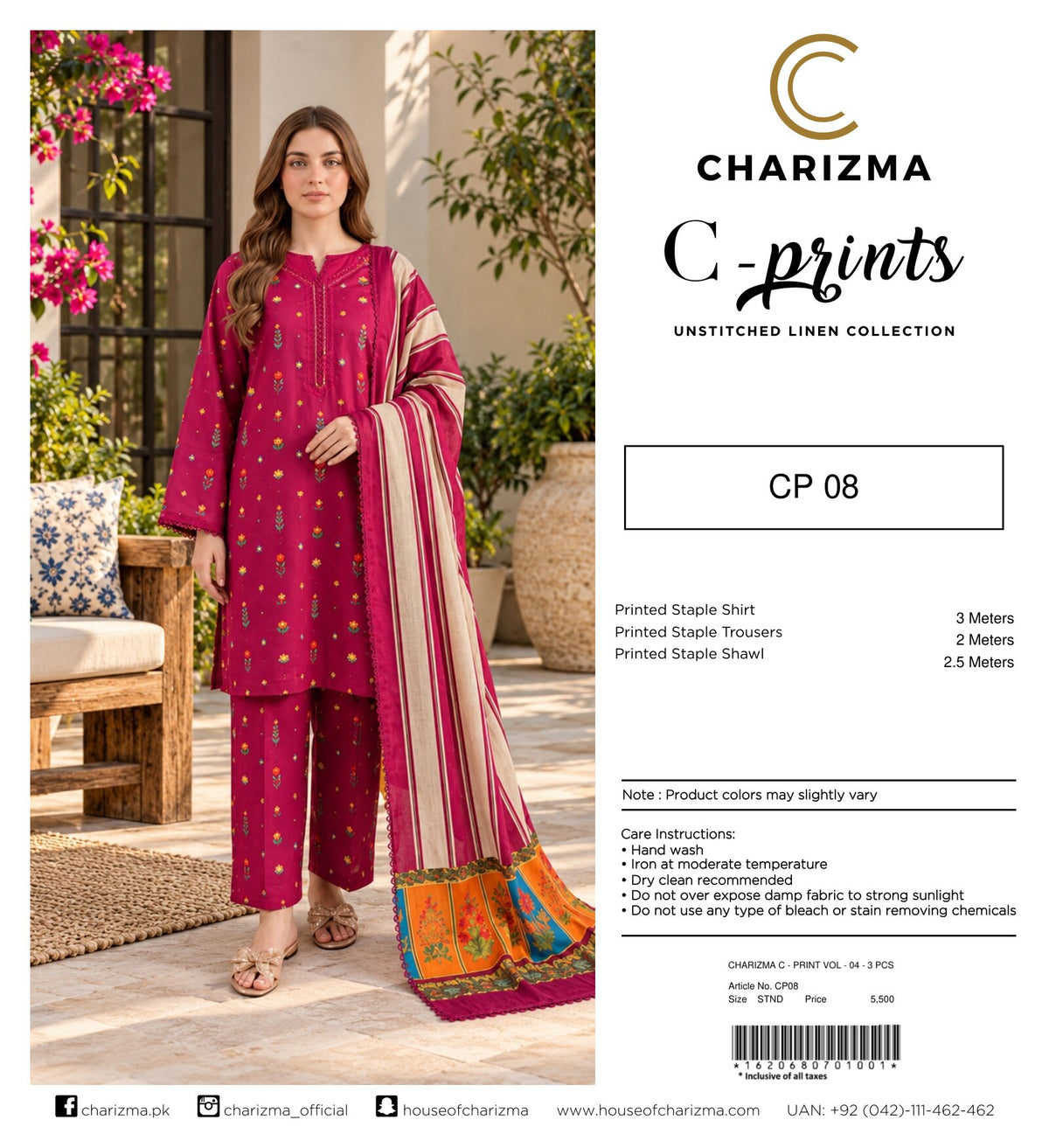 CHARIZMA | C-PRINTS UNSTITCHED 3-PIECE LINEN SUIT