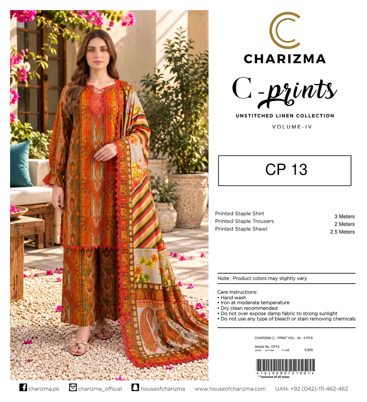 CHARIZMA | C-PRINTS UNSTITCHED 3-PIECE LINEN SUIT