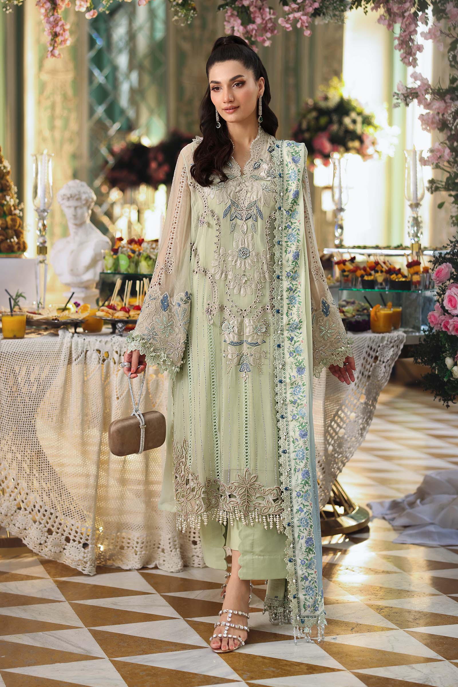 MARIA.B | 3 Piece Unstitched | Embroidered Chiffon Suit