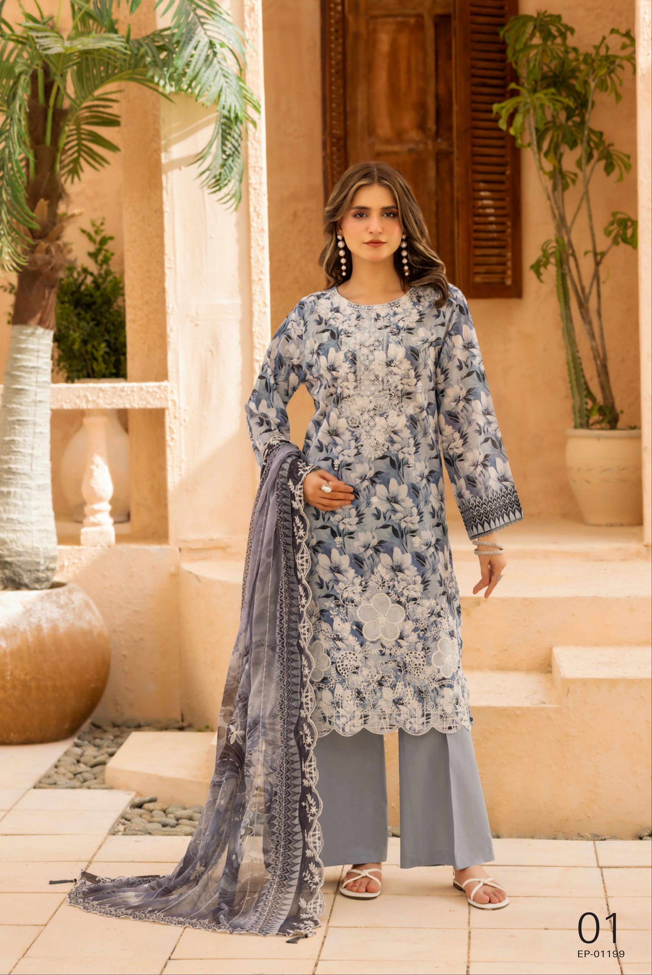 ELAYA PRINTS | MONARQ | UNSTITCHED 3PC SUIT