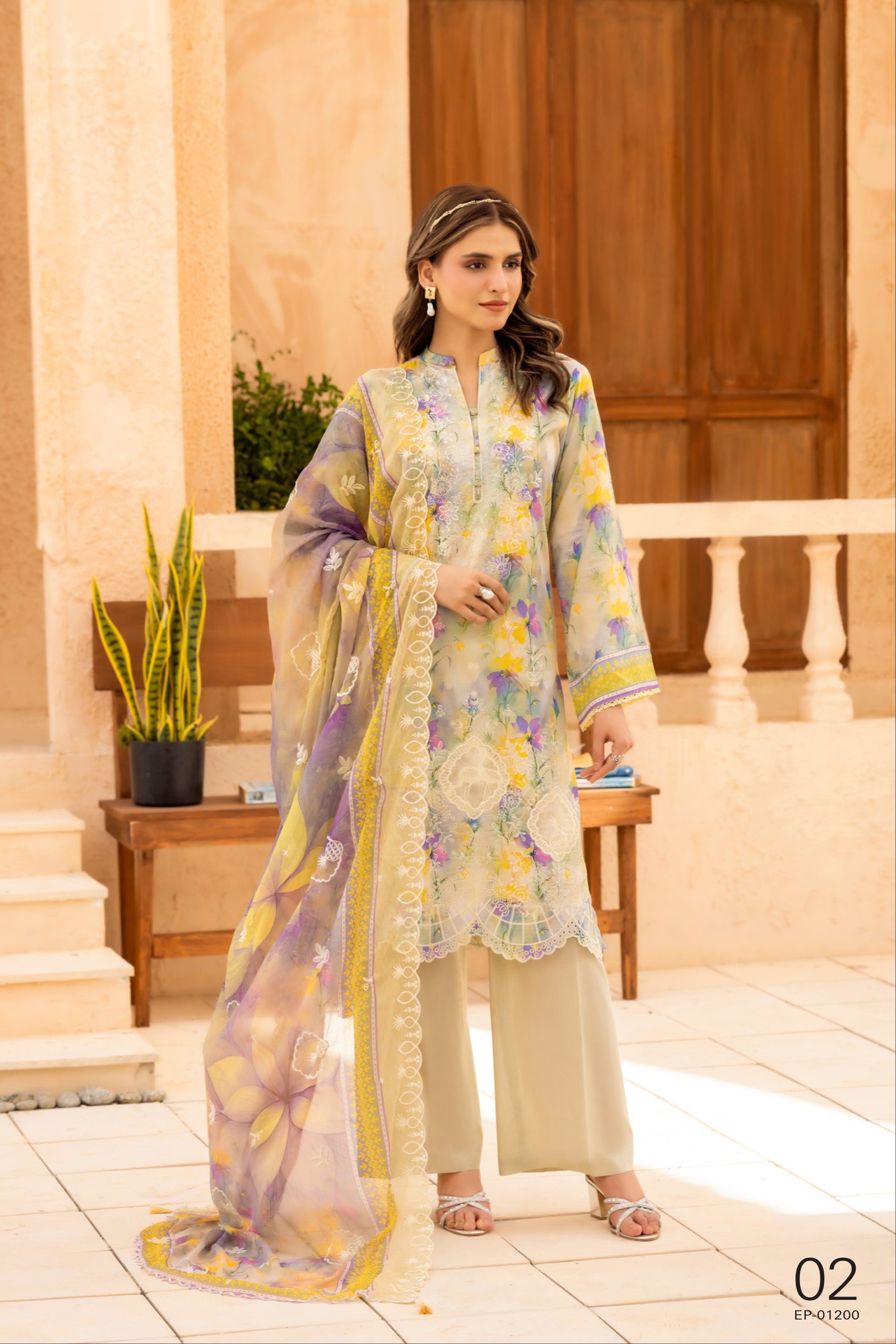 ELAYA PRINTS | MONARQ | UNSTITCHED 3PC SUIT