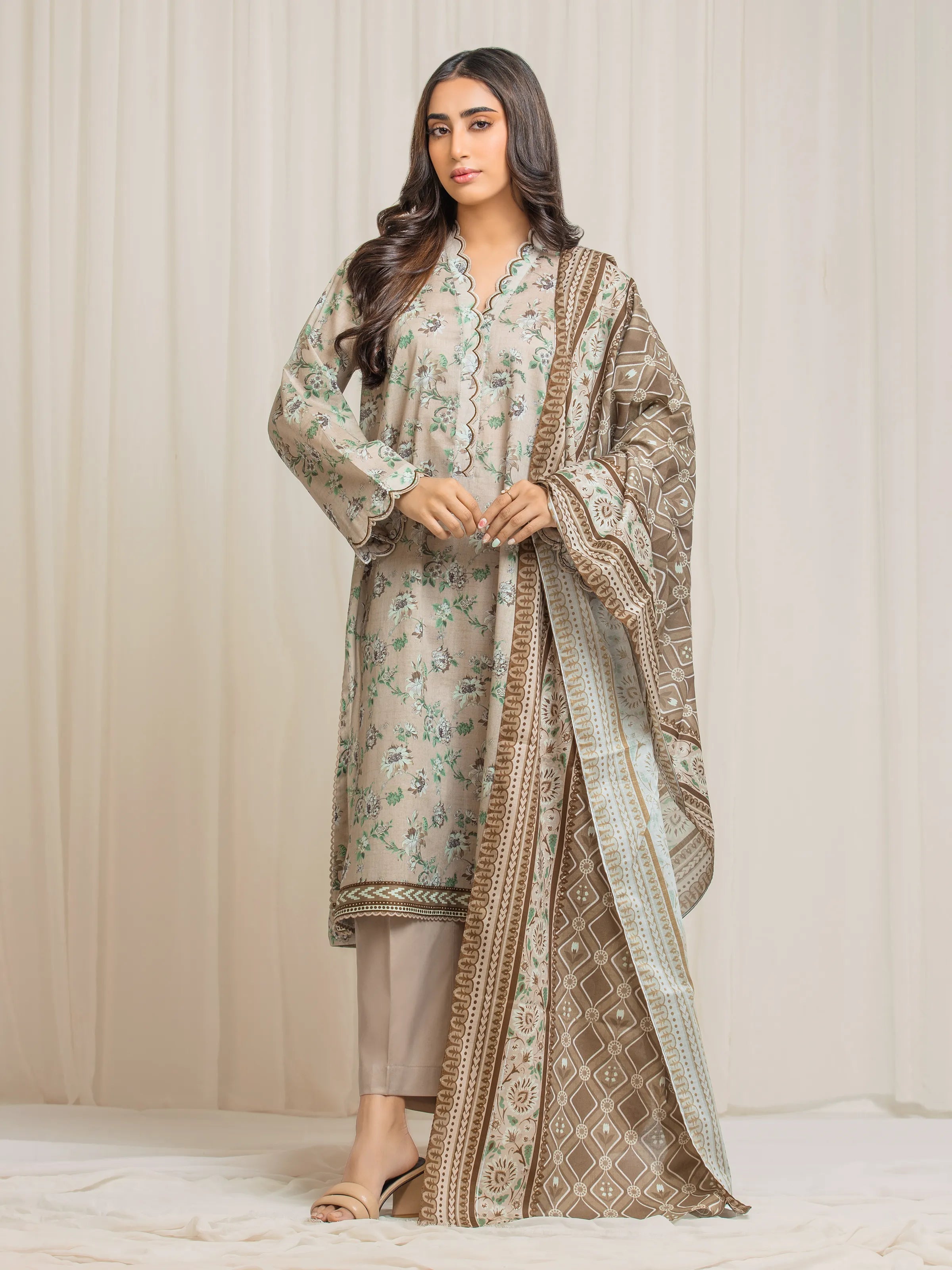 EDENROBE | UNSTITCHED 3-PIECE | PRINTED LAWN SUIT