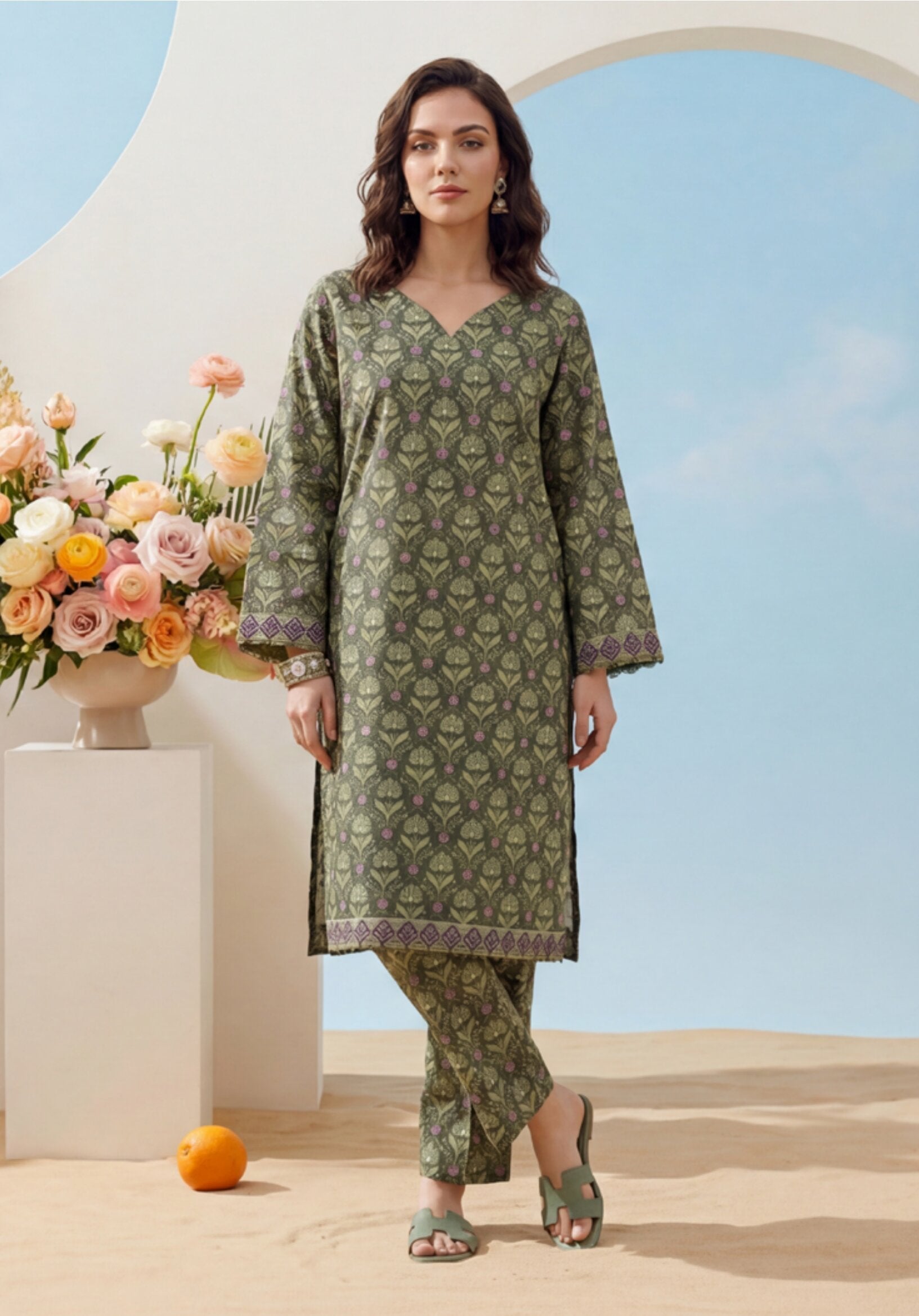 ELAYA | UNSTITCHED 2-PIECE | PRINTED LAWN SUIT