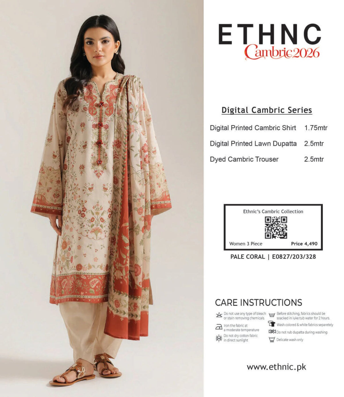ETHNC | 3 PCS UNSTITCHED SUIT | CAMBRIC 2026