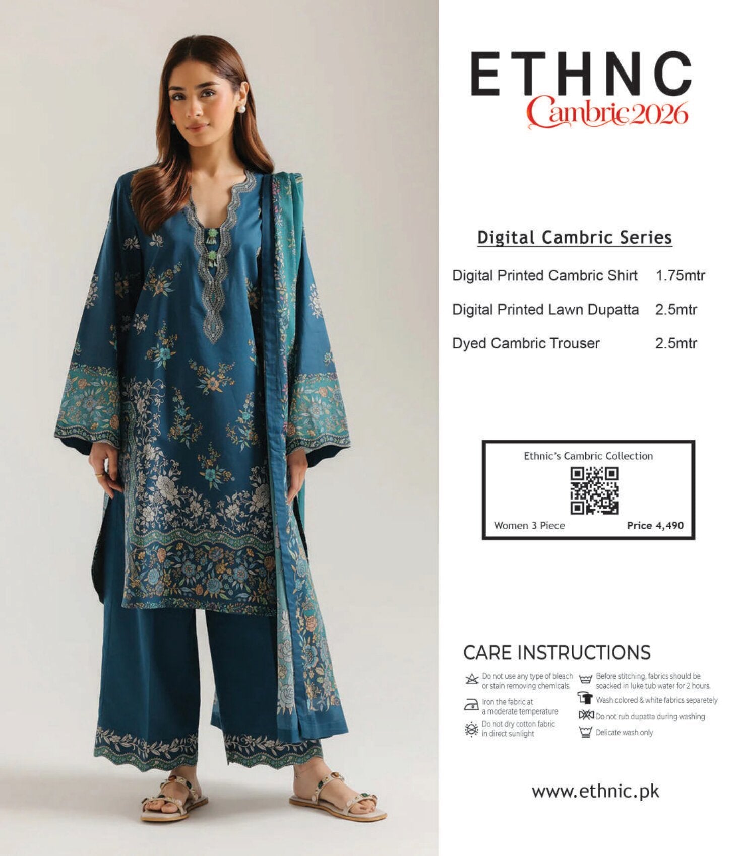 ETHNC | 3 PCS UNSTITCHED SUIT | CAMBRIC 2026