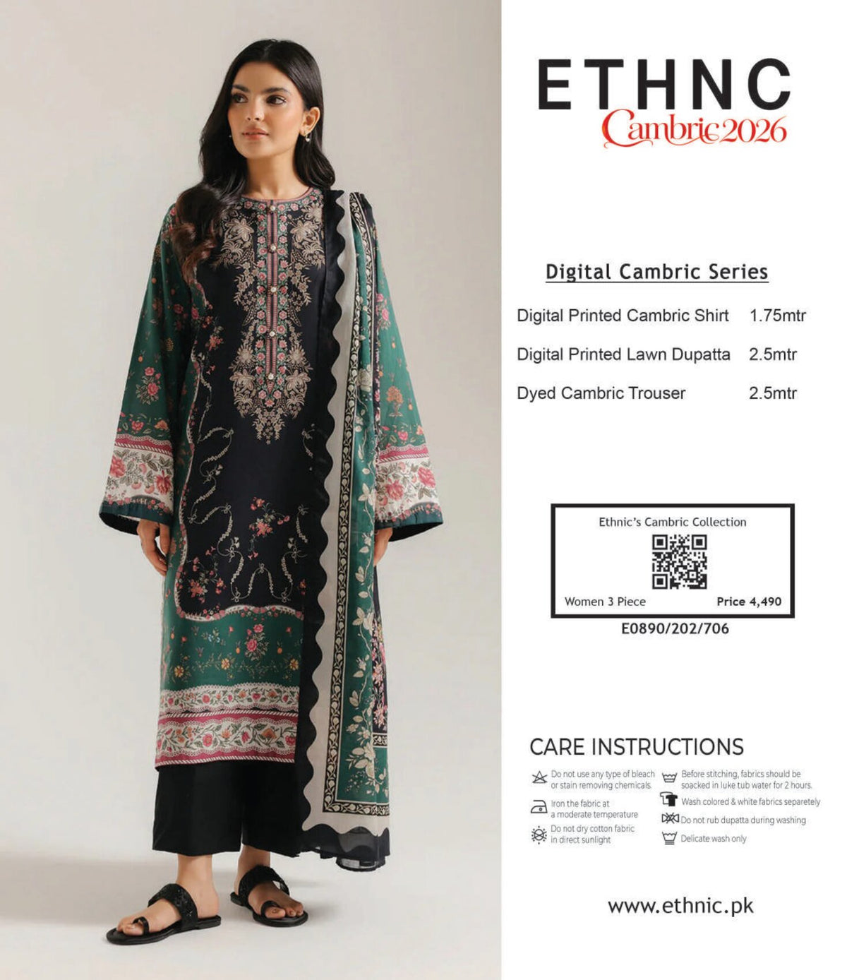 ETHNC | 3 PCS UNSTITCHED SUIT | CAMBRIC 2026