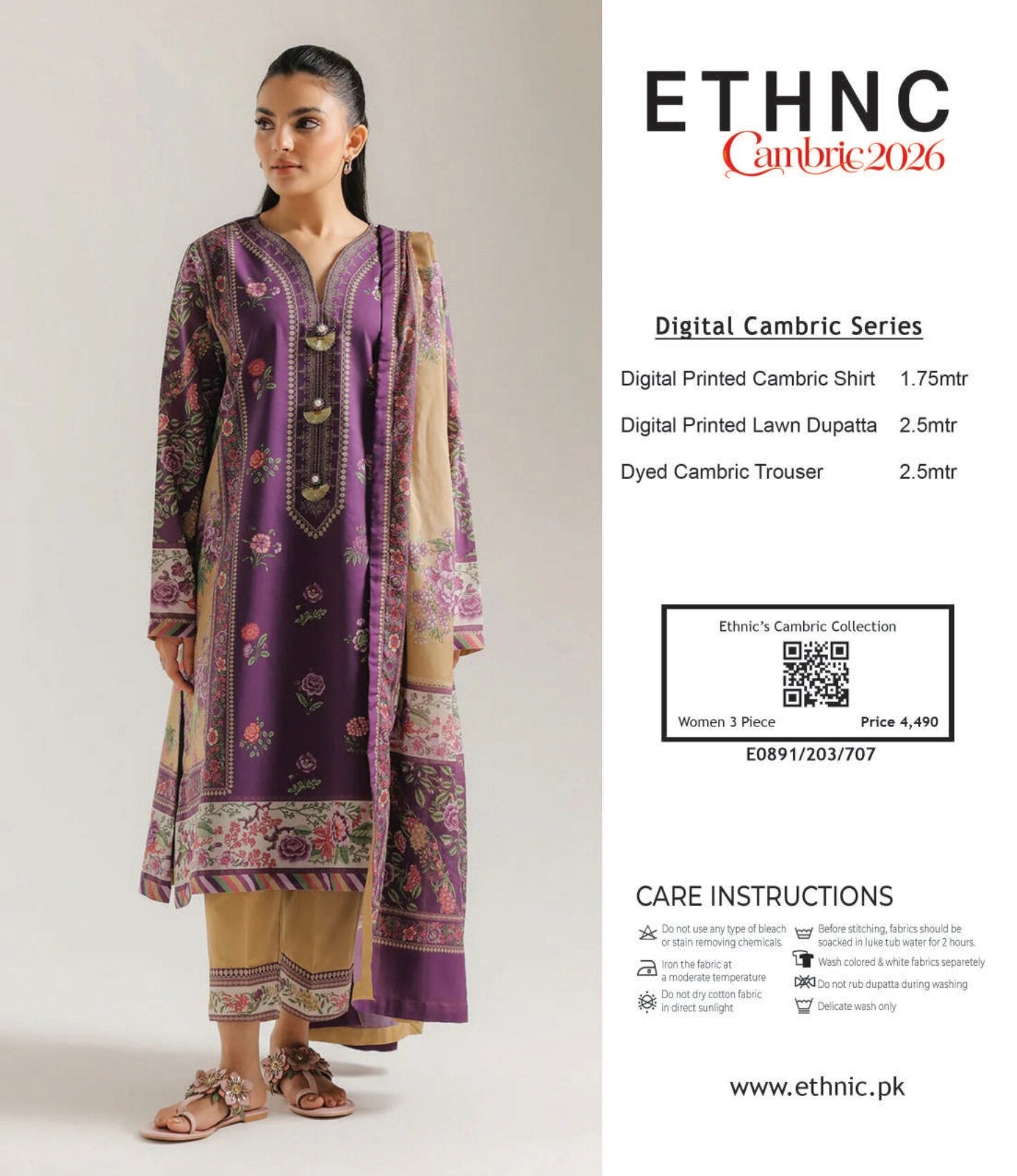 ETHNC | 3 PCS UNSTITCHED SUIT | CAMBRIC 2026