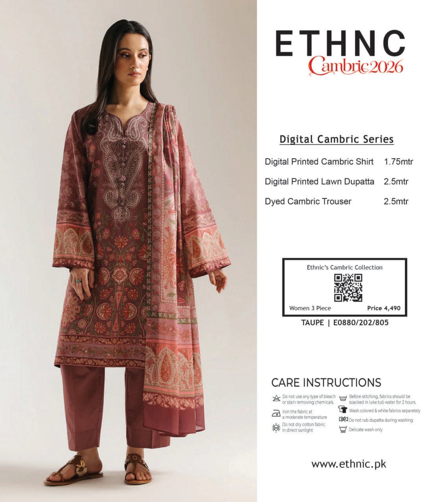 ETHNC | 3 PCS UNSTITCHED SUIT | CAMBRIC 2026