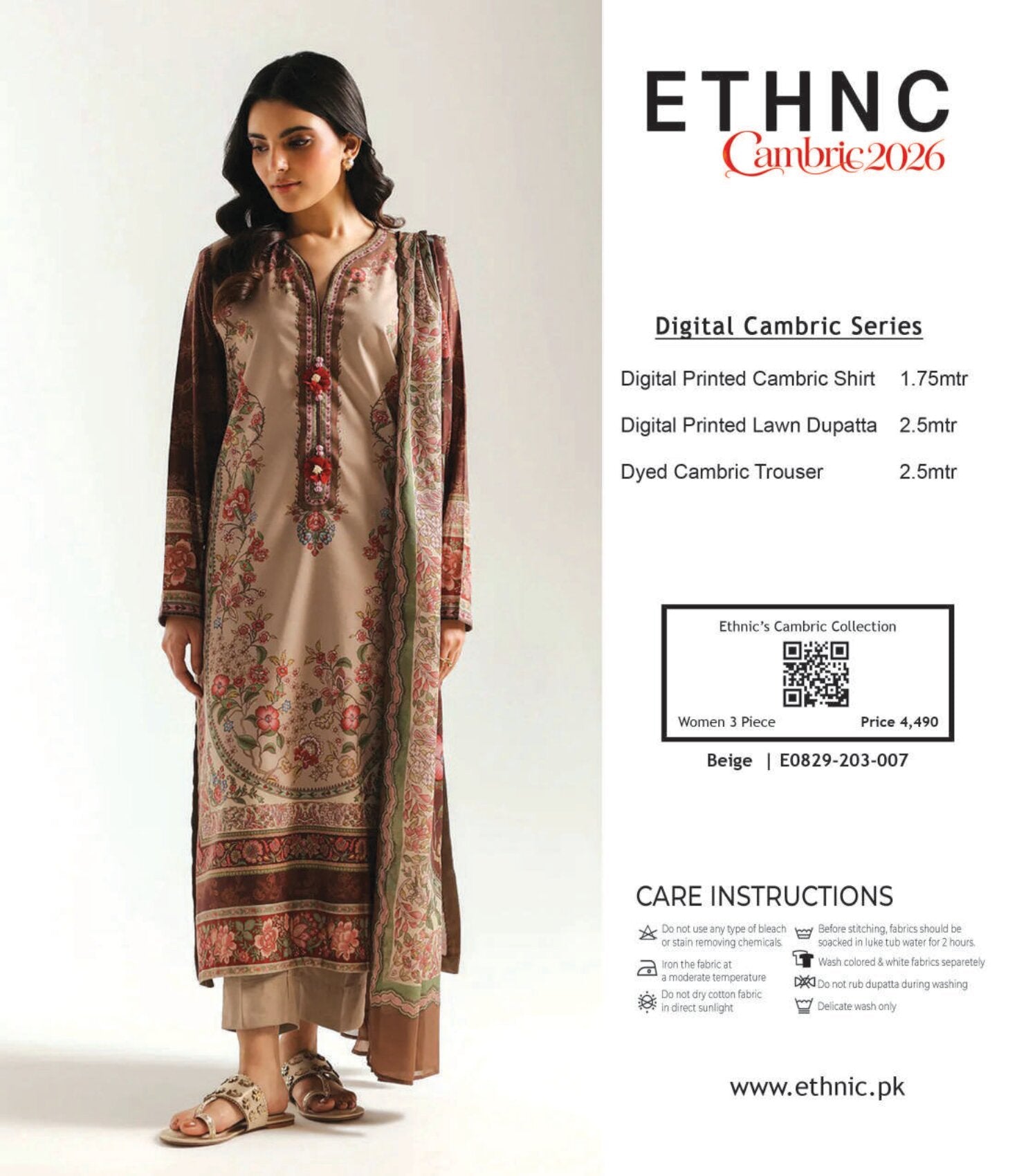 ETHNC | 3 PCS UNSTITCHED SUIT | CAMBRIC 2026