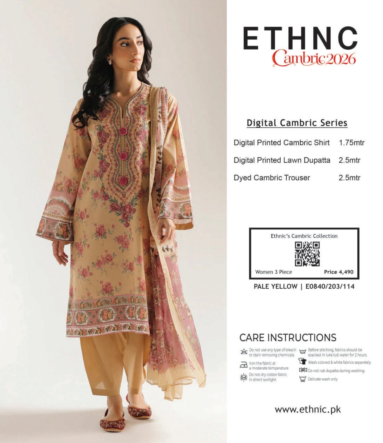 ETHNC | 3 PCS UNSTITCHED SUIT | CAMBRIC 2026
