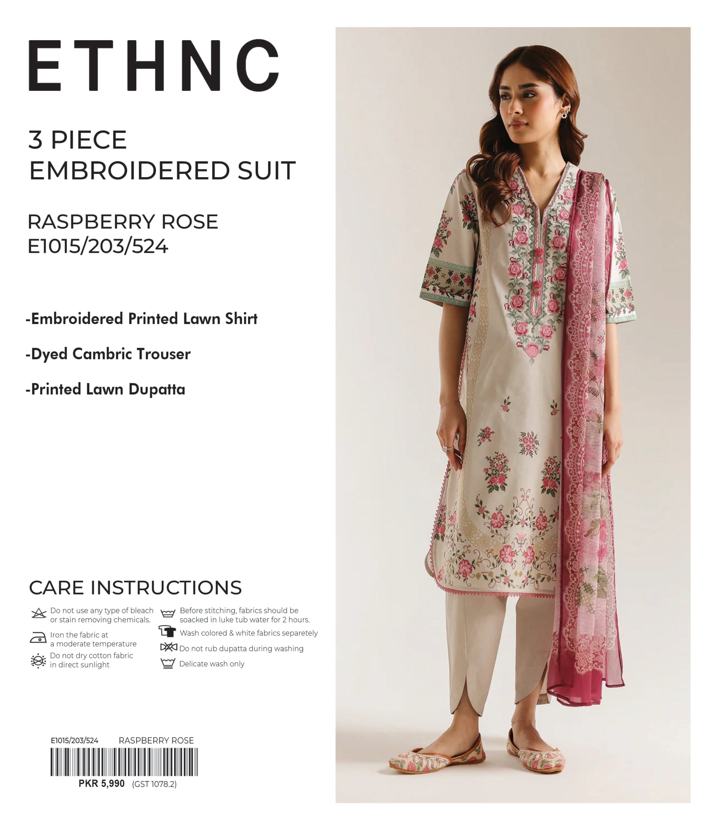 ETHNC | 3 PIECE UNSTITCHED | EMBROIDERED SUIT