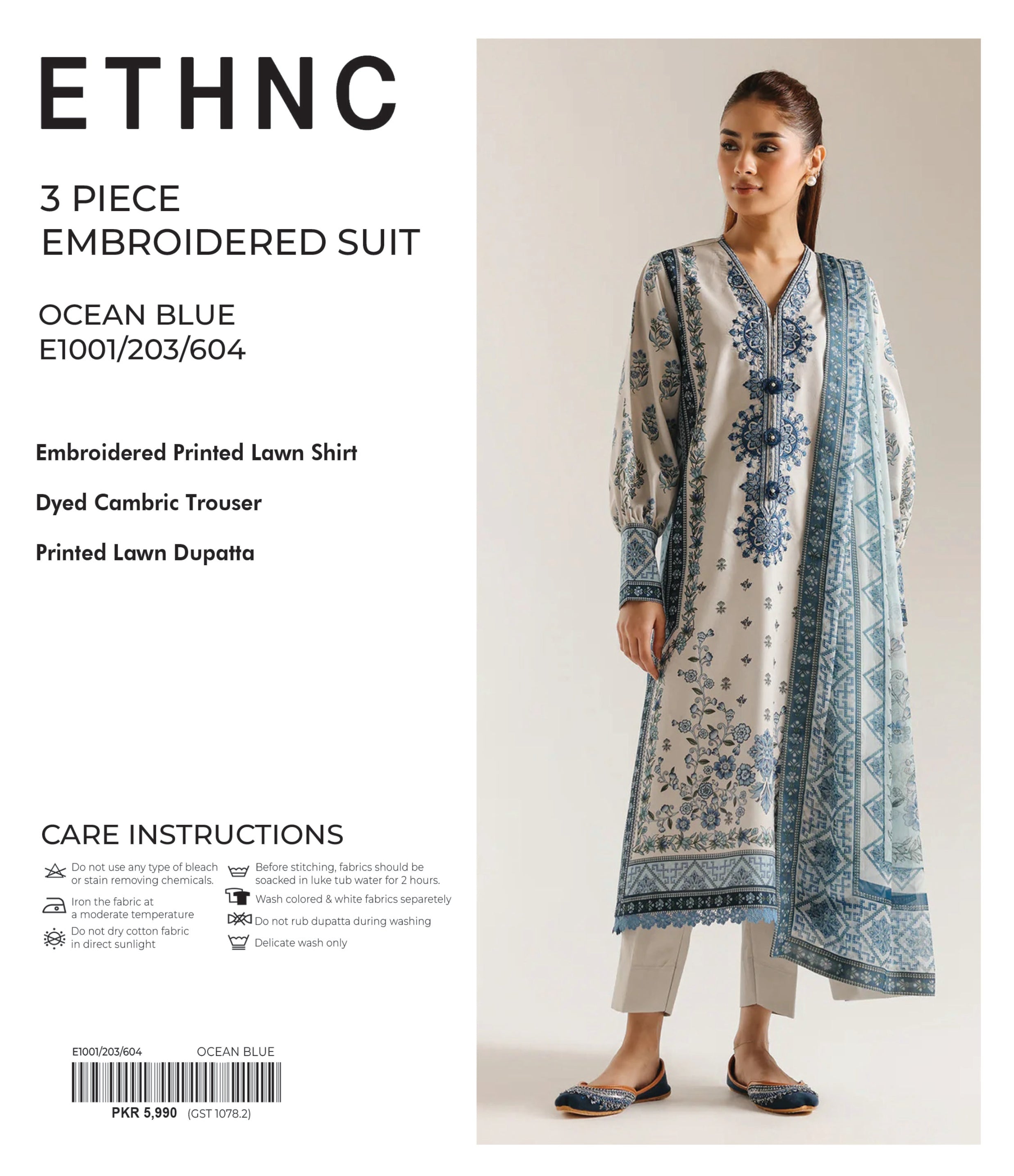 ETHNC | 3 PIECE UNSTITCHED | EMBROIDERED SUIT
