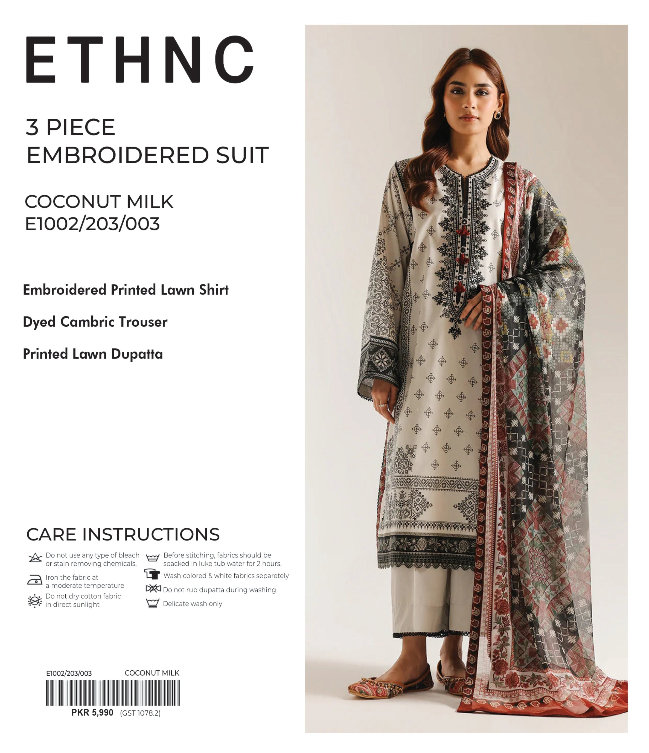 ETHNC | 3 PIECE UNSTITCHED | EMBROIDERED SUIT