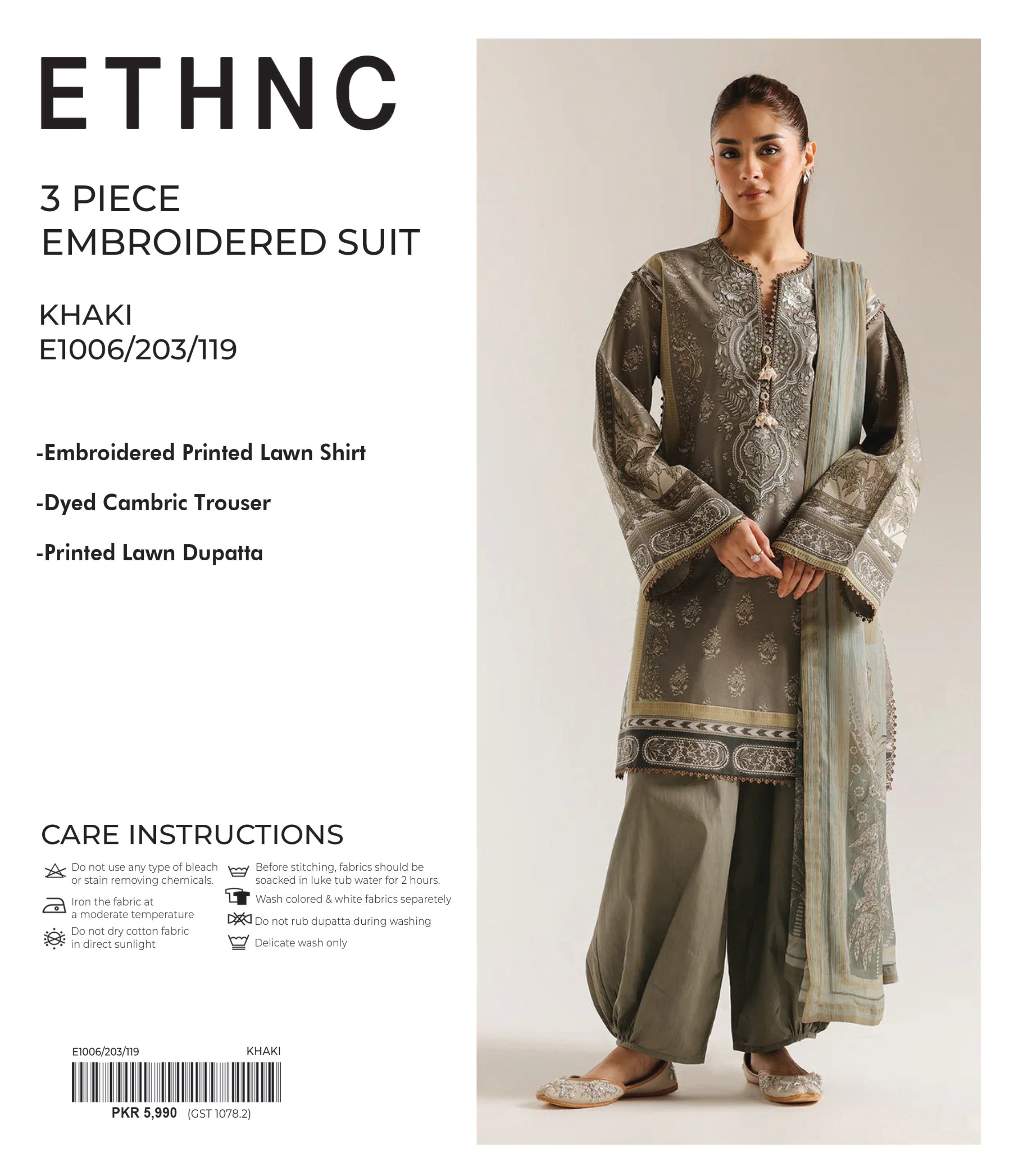ETHNC | 3 PIECE UNSTITCHED | EMBROIDERED SUIT