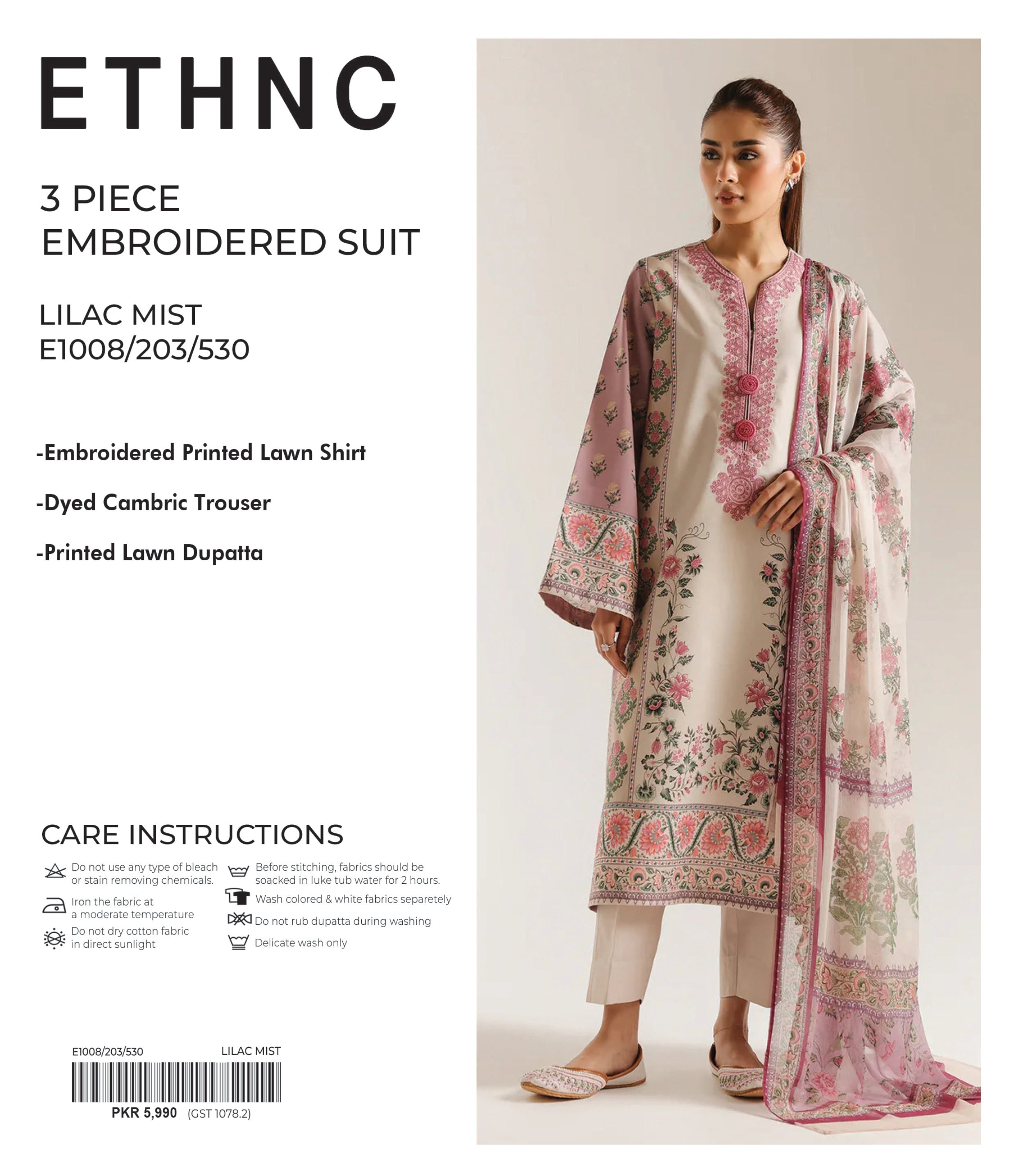 ETHNC | 3 PIECE UNSTITCHED | EMBROIDERED SUIT