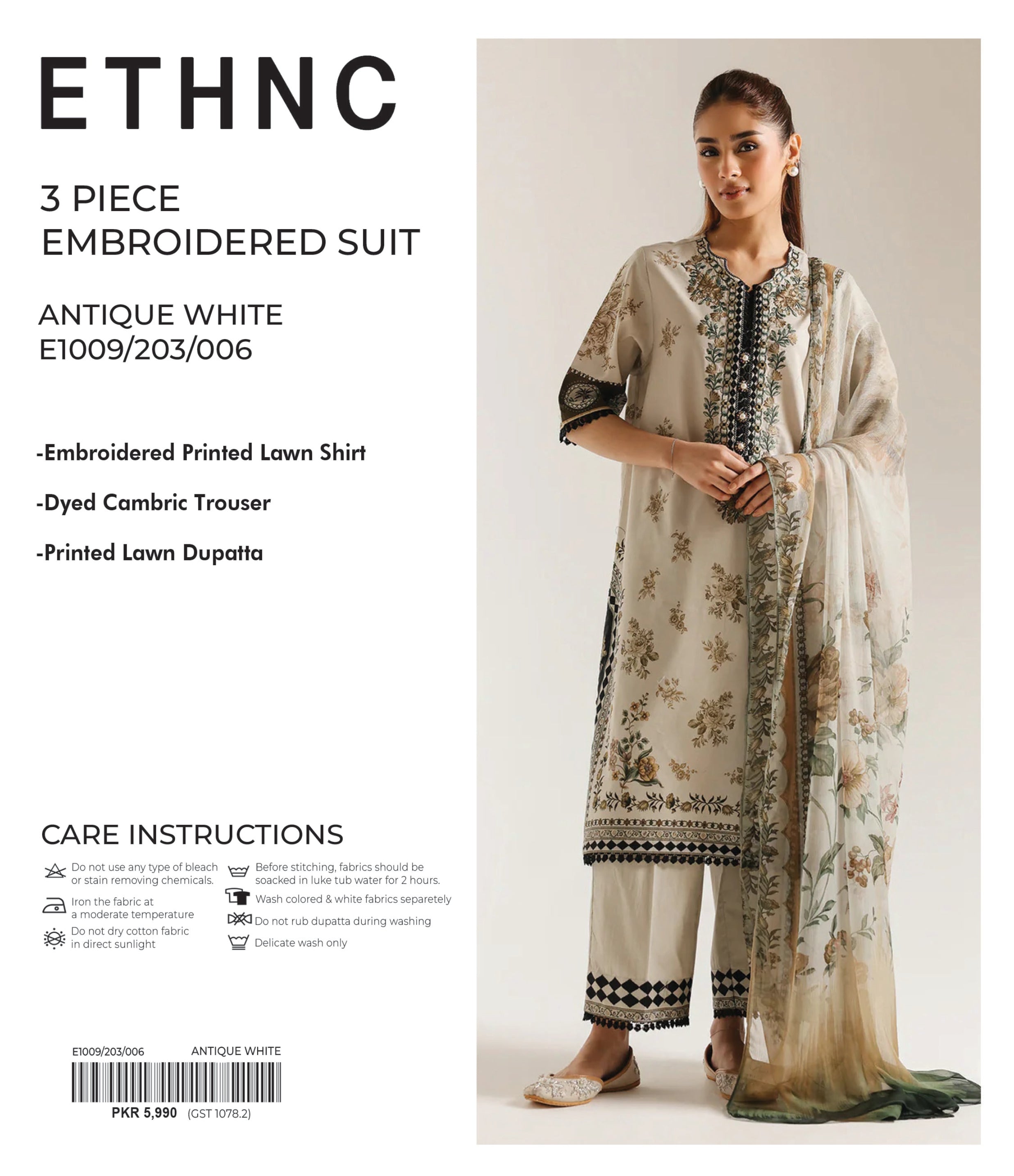 ETHNC | 3 PIECE UNSTITCHED | EMBROIDERED SUIT