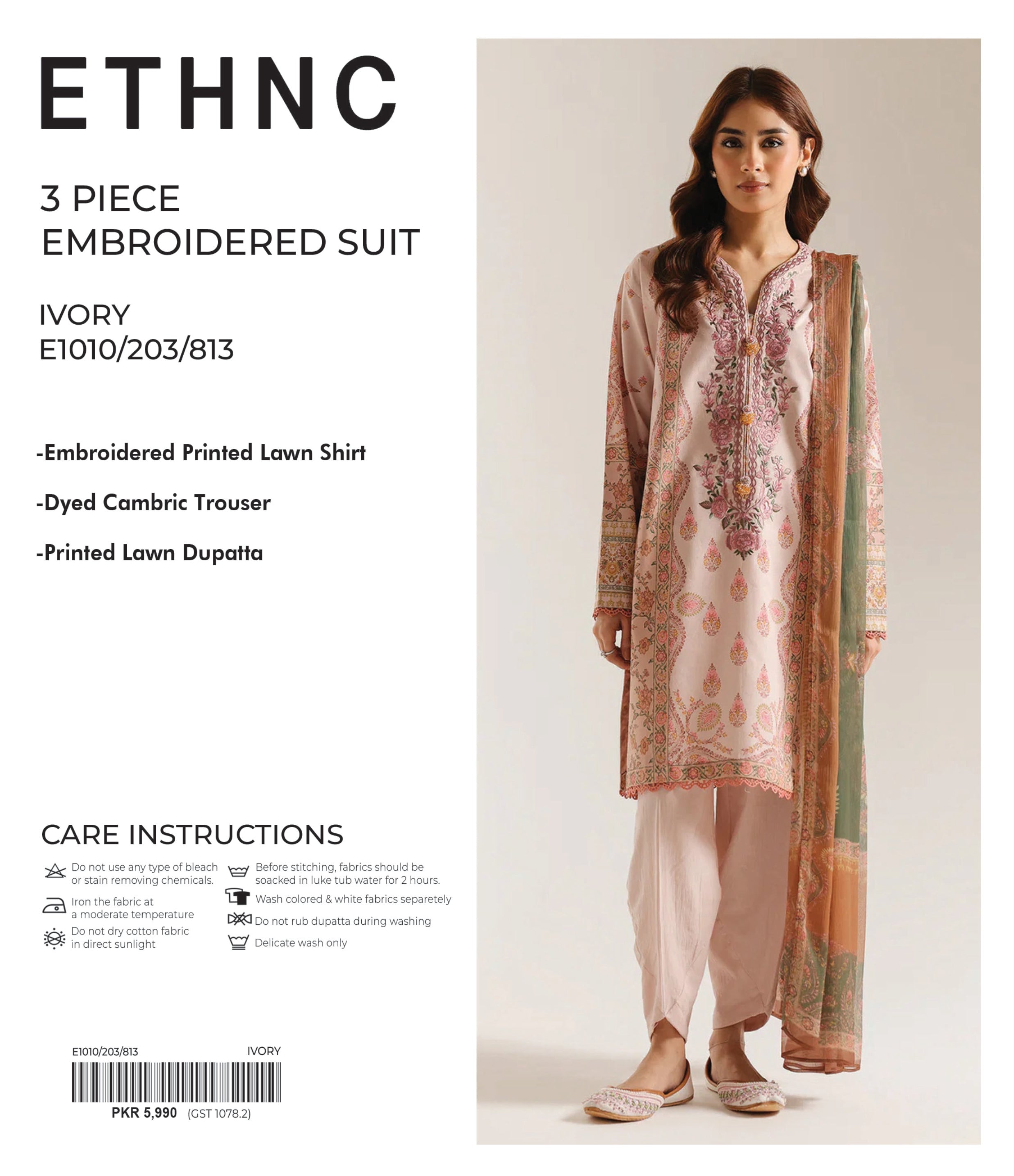 ETHNC | 3 PIECE UNSTITCHED | EMBROIDERED SUIT