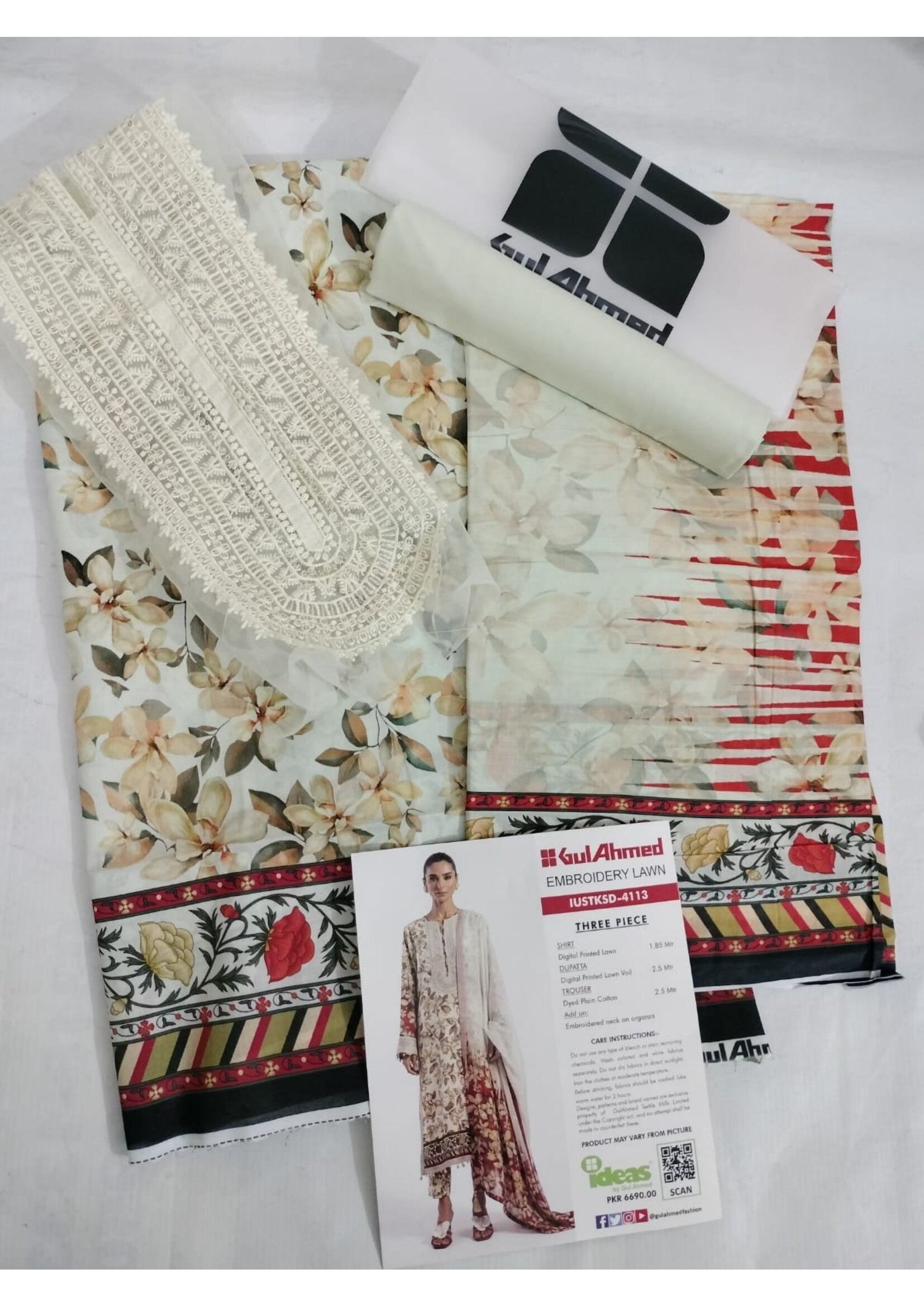 GUL AHMED | 3-PIECE UNSTITCHED | PRINTED LAWN SUIT