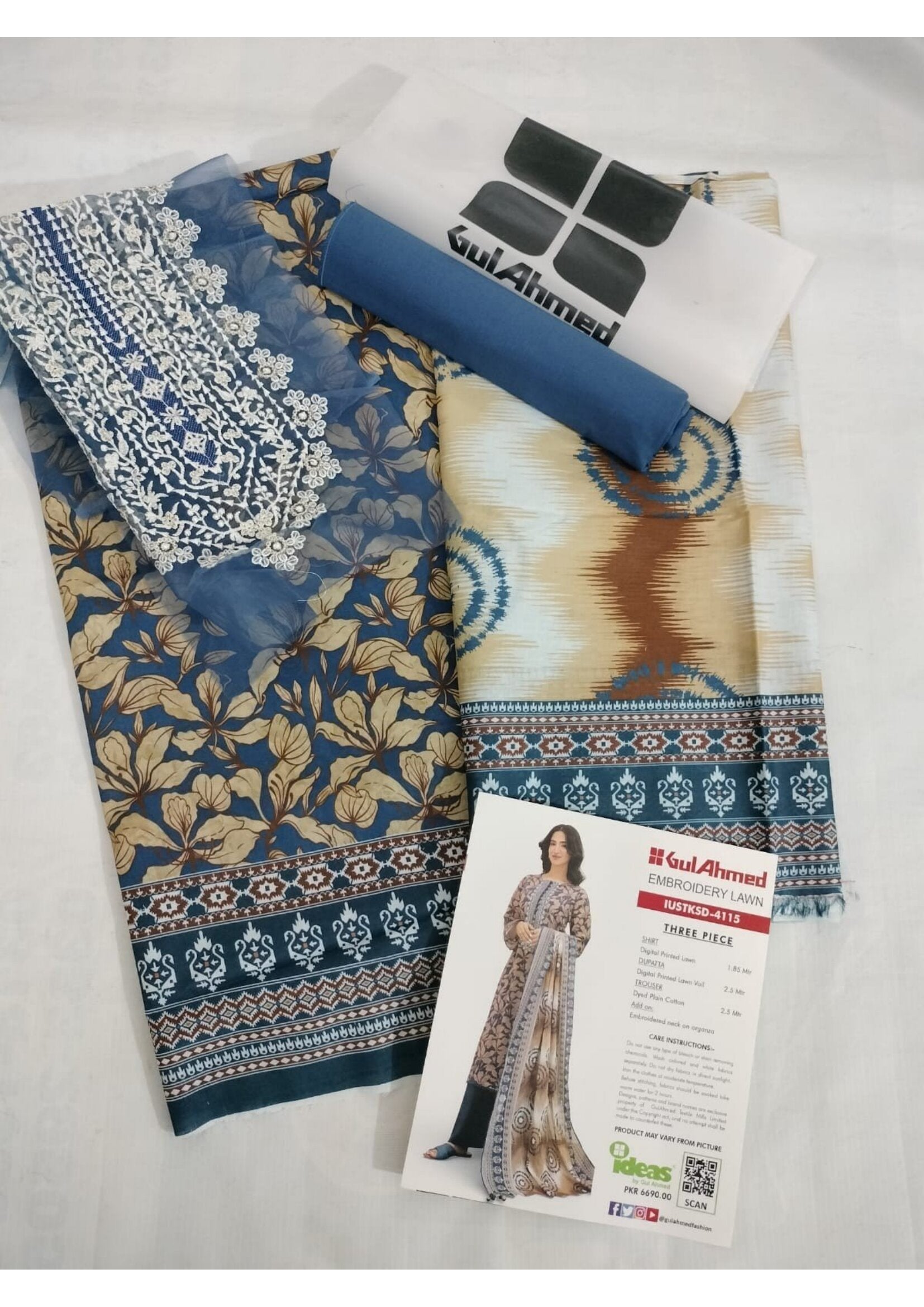 GUL AHMED | 3-PIECE UNSTITCHED | PRINTED LAWN SUIT