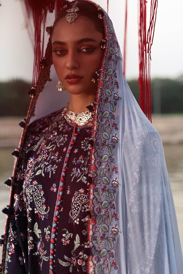 Hussain Rehar Rouge Embroidered Unstitched 3-Piece Suit