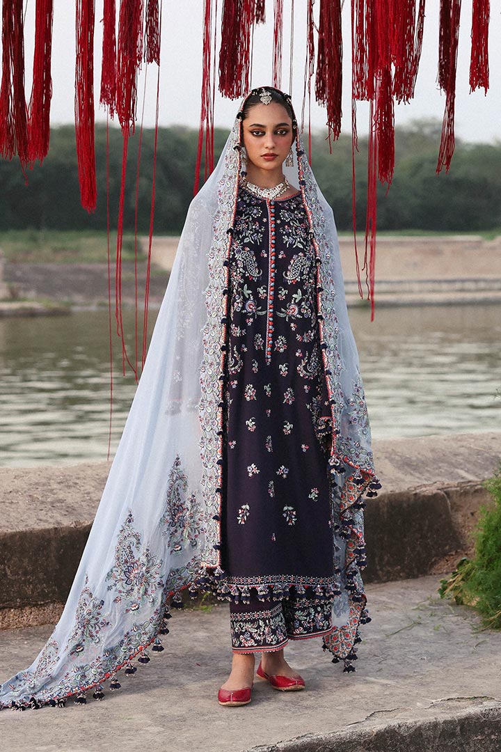 Hussain Rehar Rouge Embroidered Unstitched 3-Piece Suit