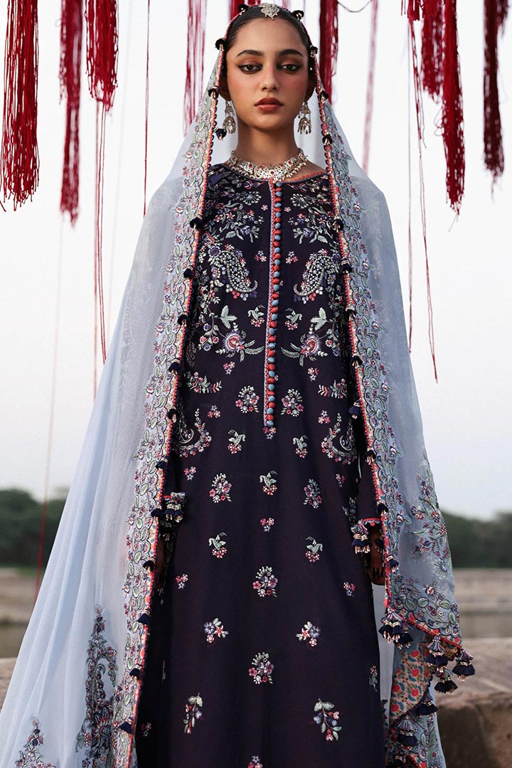 Hussain Rehar Rouge Embroidered Unstitched 3-Piece Suit