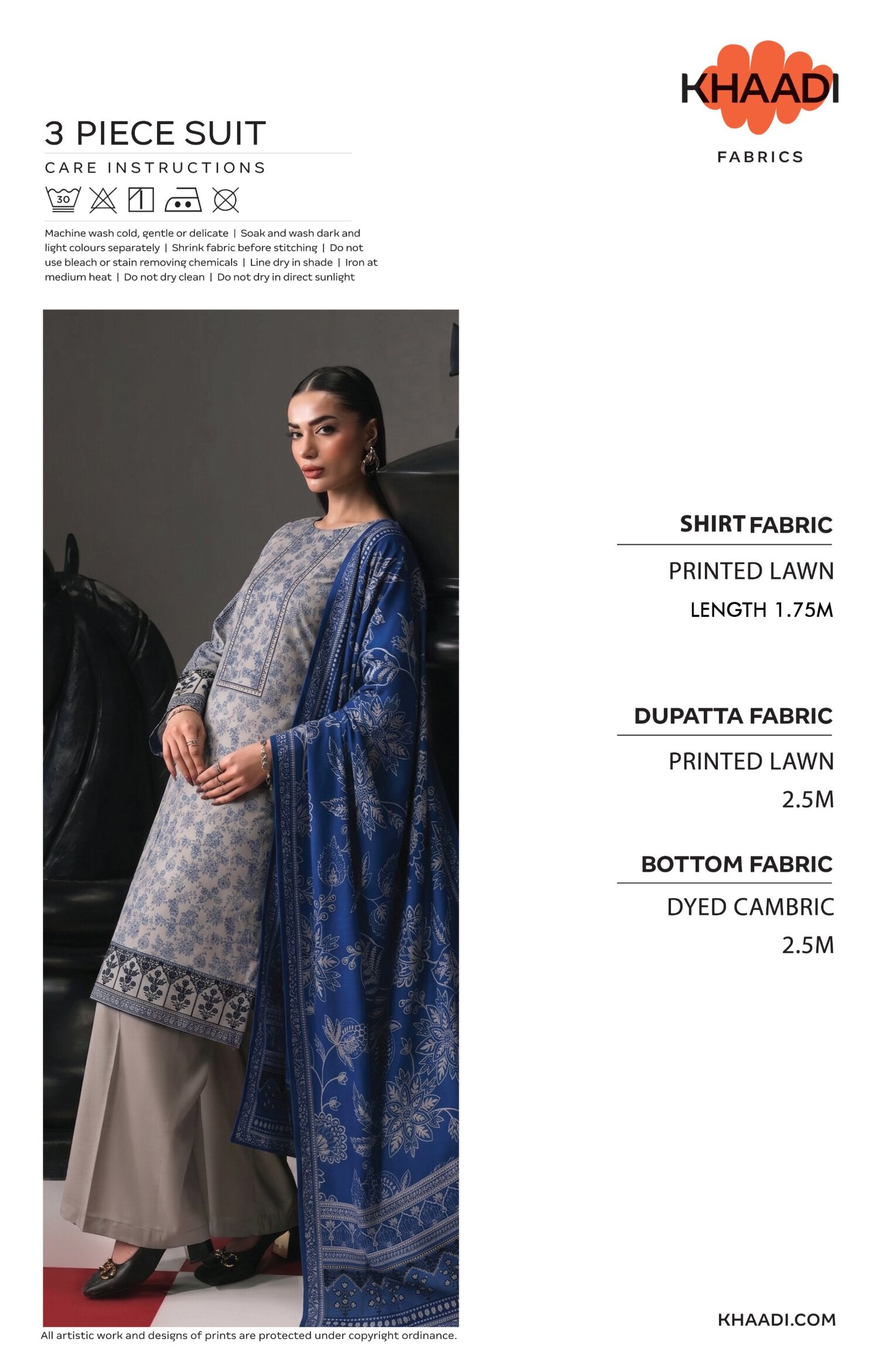 KHAADI | UNSTITCHED 3-PIECE | PRINTED LAWN SUIT