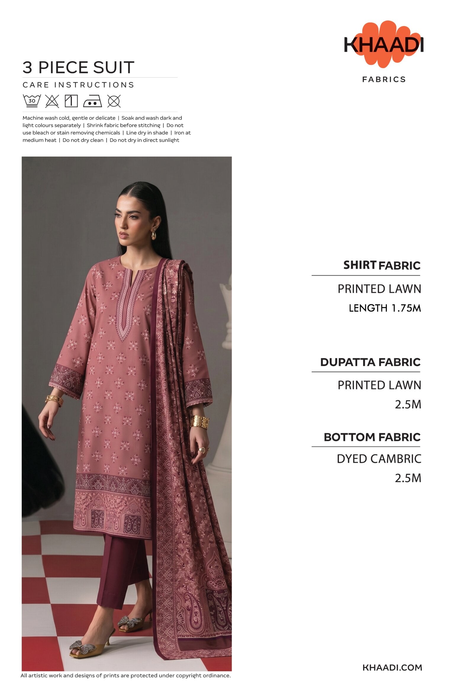 KHAADI | UNSTITCHED 3-PIECE | PRINTED LAWN SUIT