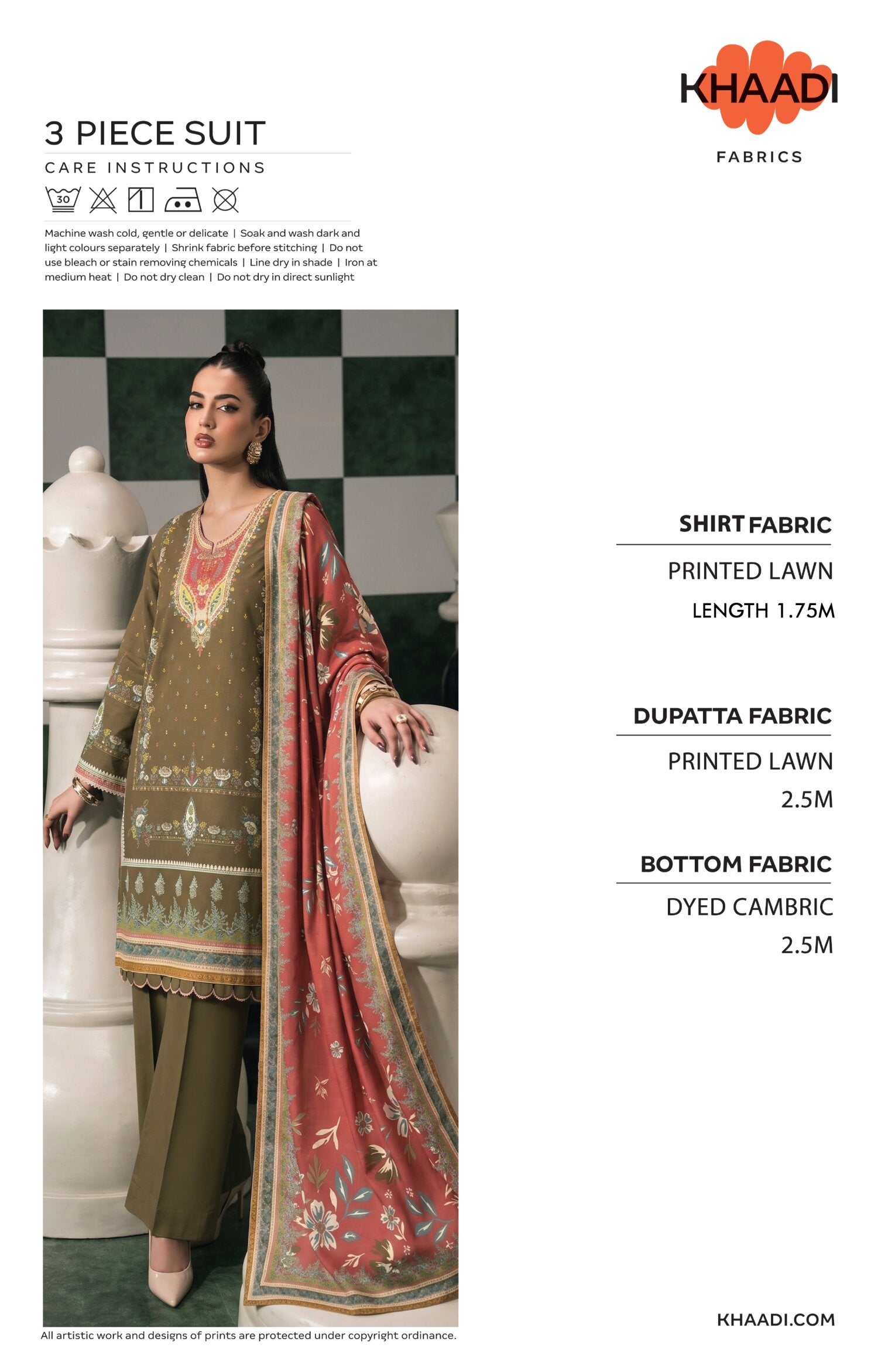 KHAADI | UNSTITCHED 3-PIECE | PRINTED LAWN SUIT