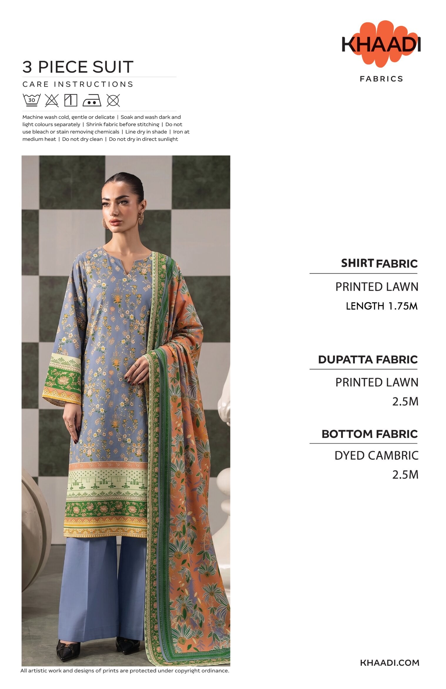 KHAADI | UNSTITCHED 3-PIECE | PRINTED LAWN SUIT