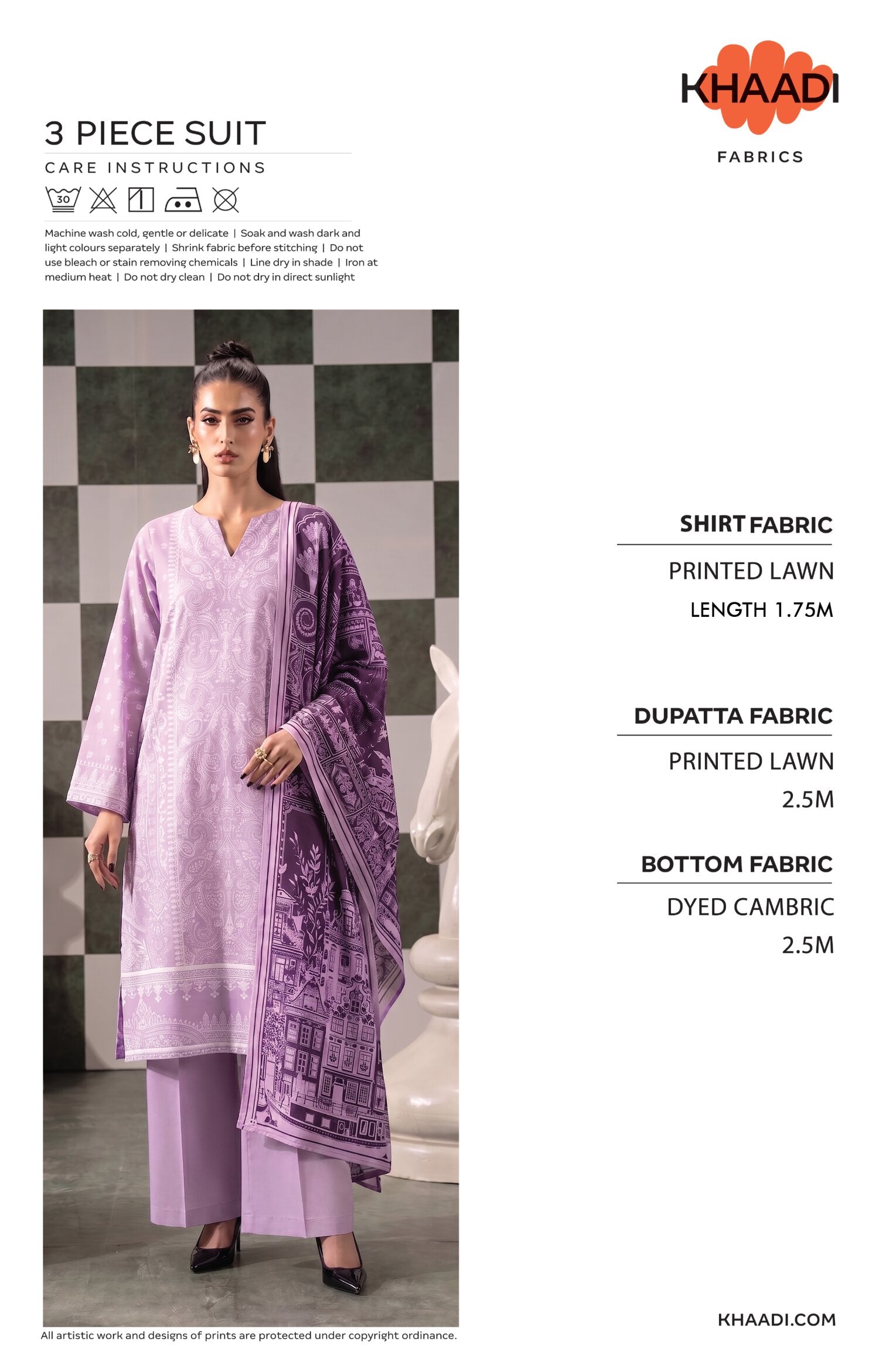 KHAADI | UNSTITCHED 3-PIECE | PRINTED LAWN SUIT