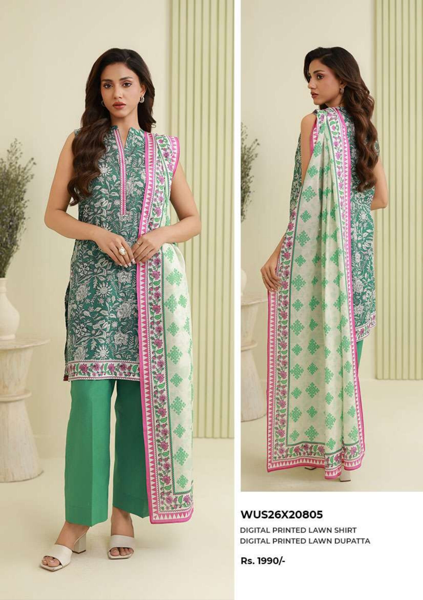 ZELLBURY | 2 PIECE UNSTITCHED | PRINTED EMBROIDERED LAWN SUIT