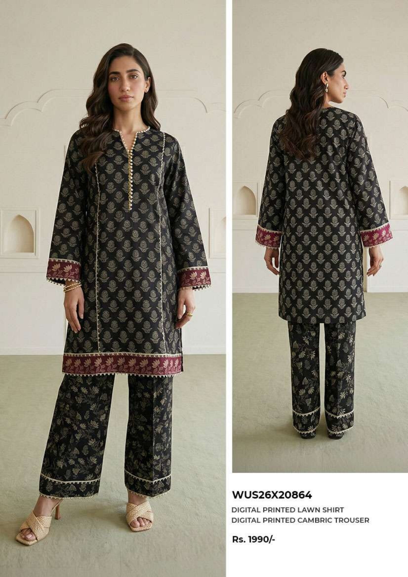 ZELLBURY | 2 PIECE UNSTITCHED | PRINTED EMBROIDERED LAWN SUIT