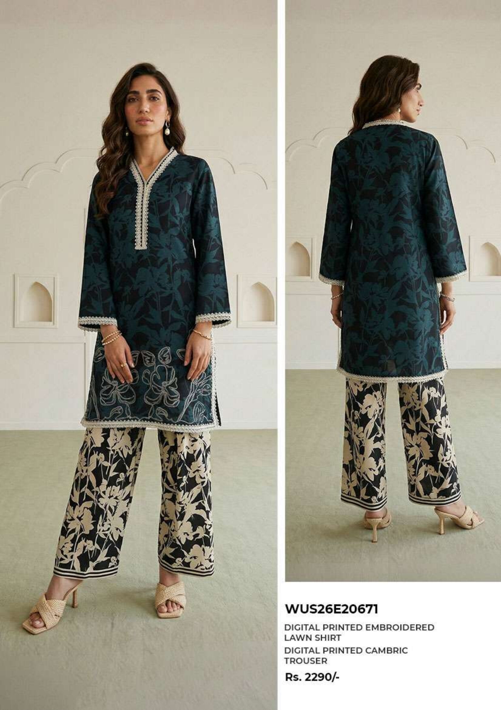 ZELLBURY | 2 PIECE UNSTITCHED | PRINTED EMBROIDERED LAWN SUIT