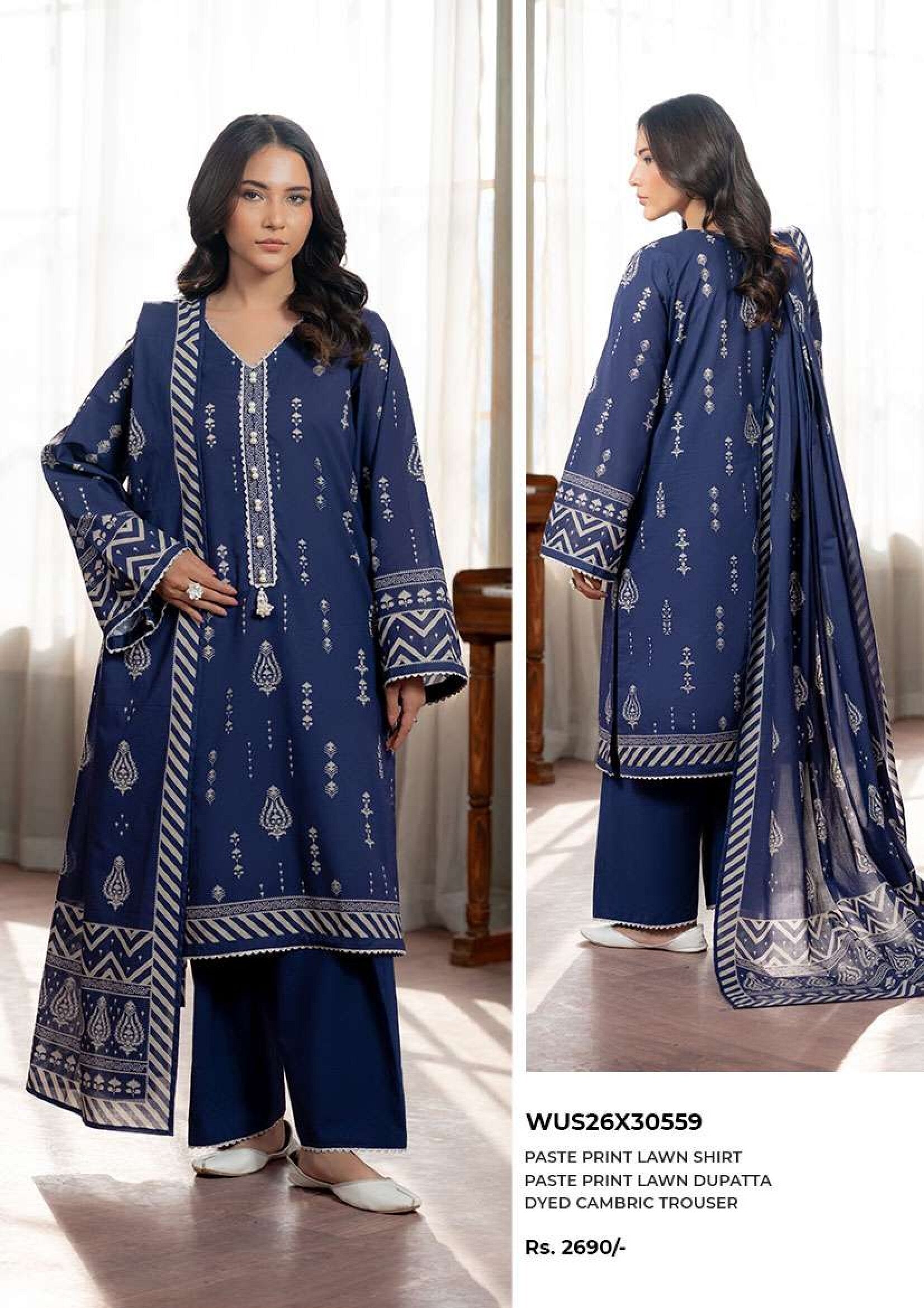 ZELLBURY | 3 PIECE UNSTITCHED | PRINTED EMBROIDERED LAWN SUIT