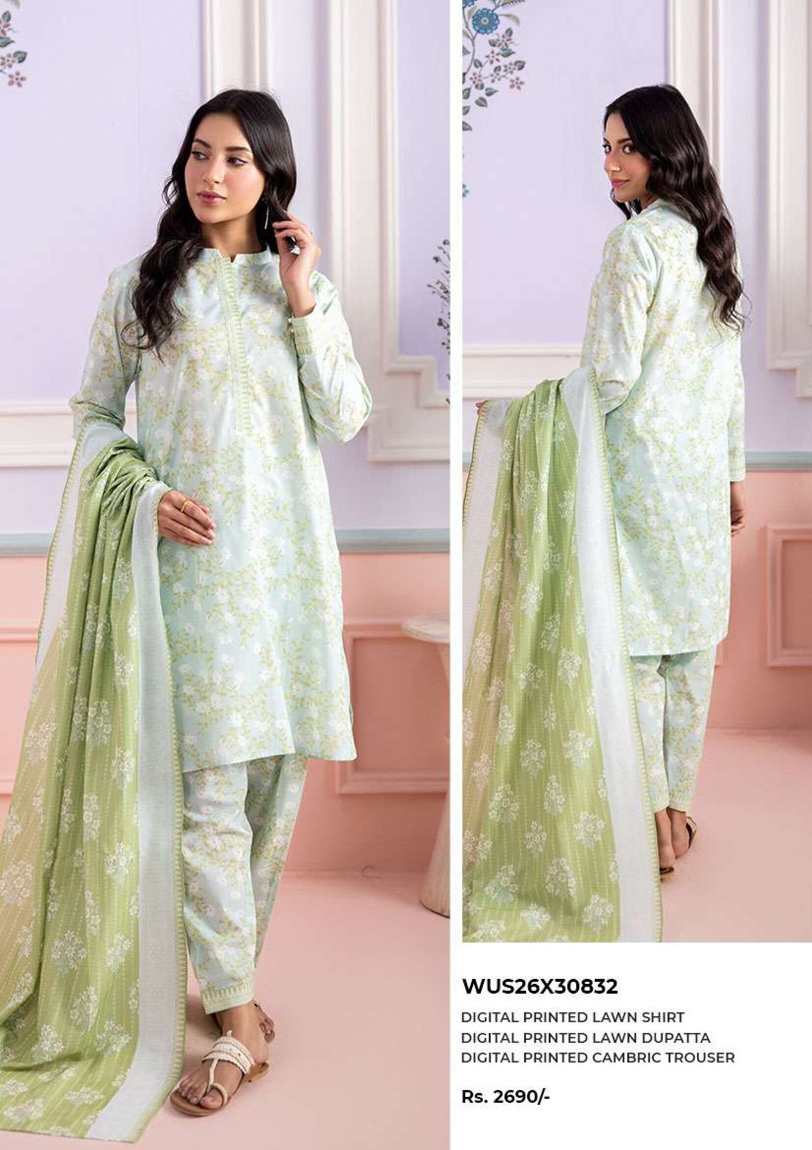 ZELLBURY | 3 PIECE UNSTITCHED | PRINTED EMBROIDERED LAWN SUIT