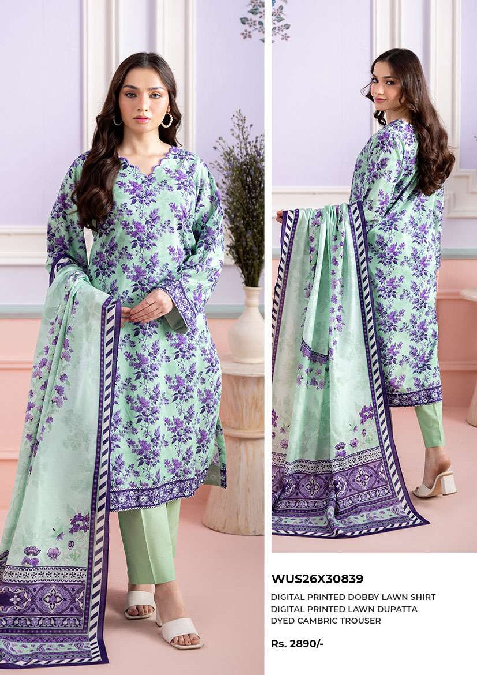 ZELLBURY | 3 PIECE UNSTITCHED | PRINTED EMBROIDERED LAWN SUIT