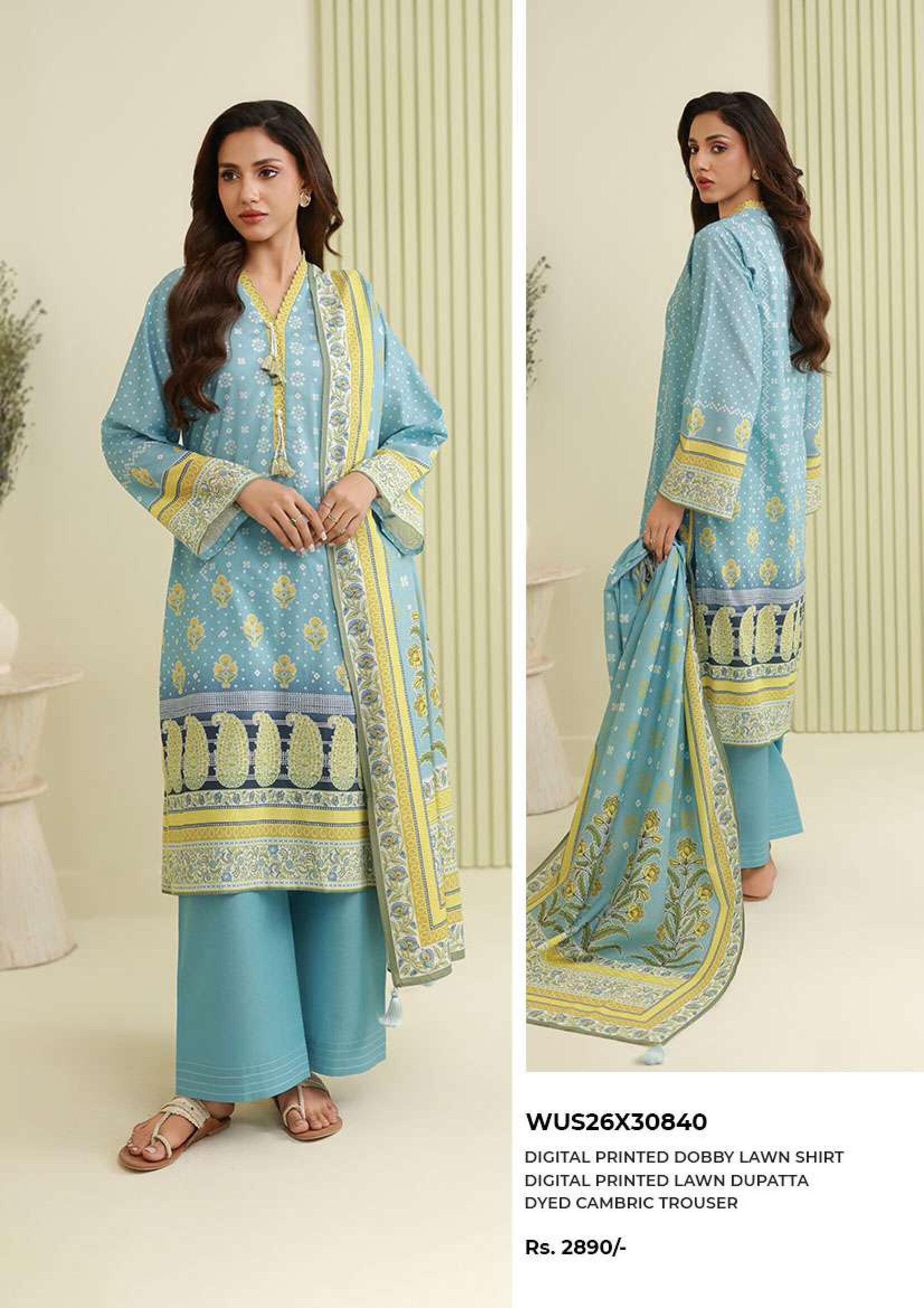 ZELLBURY | 3 PIECE UNSTITCHED | PRINTED EMBROIDERED LAWN SUIT